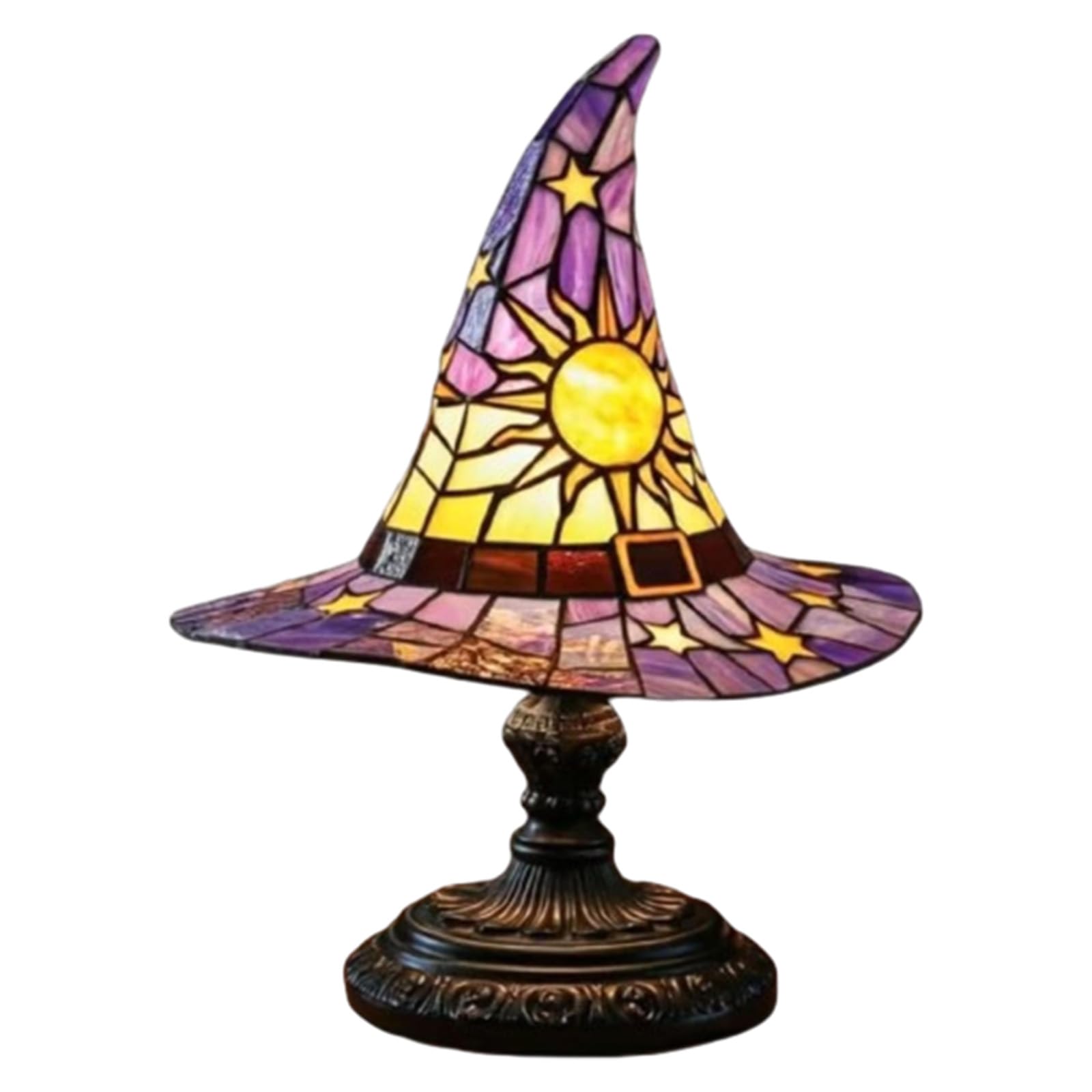 Witch Hat Lamps, 2025 Stained Glass Witch Hat Lamp With Mystical Charm,Handmade Witch Hat Shape Gothic Lamp For Wiccans And Hall