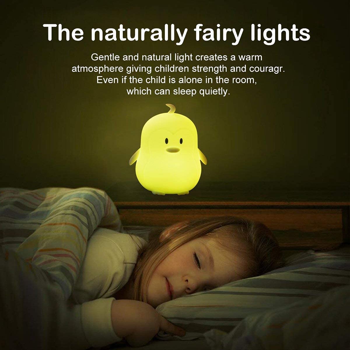 Tianhaixing Night Light - Rechargeable LED Silicone Penguin Lamp, 9 Colors, Touch & Remote Control, White, Model THX8861-6