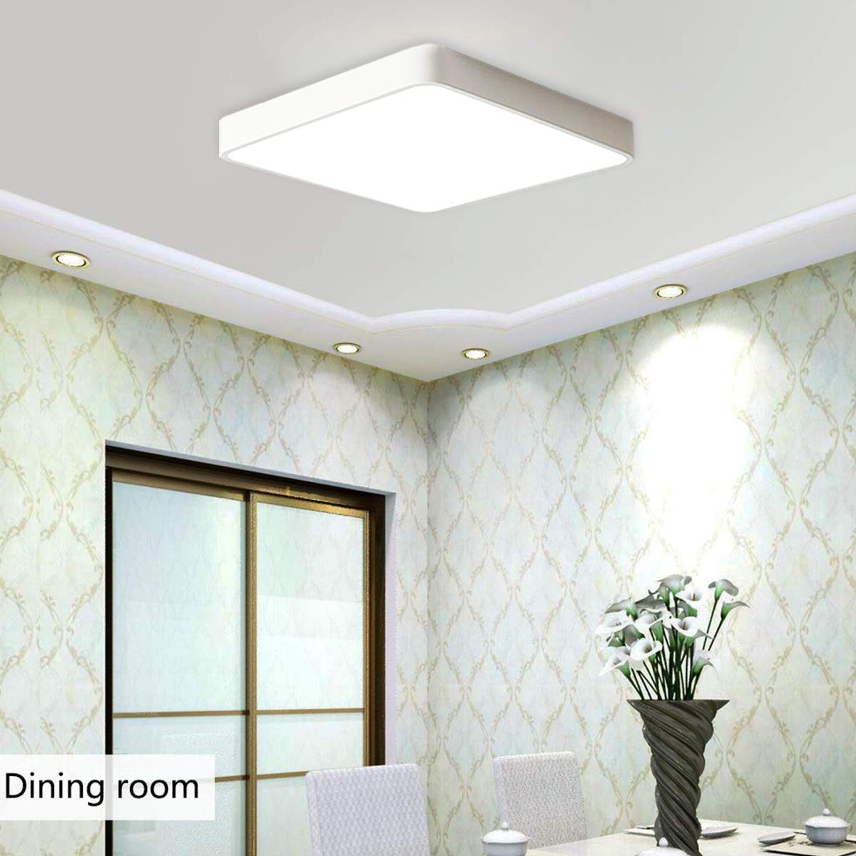 Ganeed Led Flush Mount Ceiling Light 15.7 Inch 36W Modern Ceiling Lamp Square 6500K Cool White Lighting Fixture For Living Room/Kitchen/Bedroom/Dining Room White