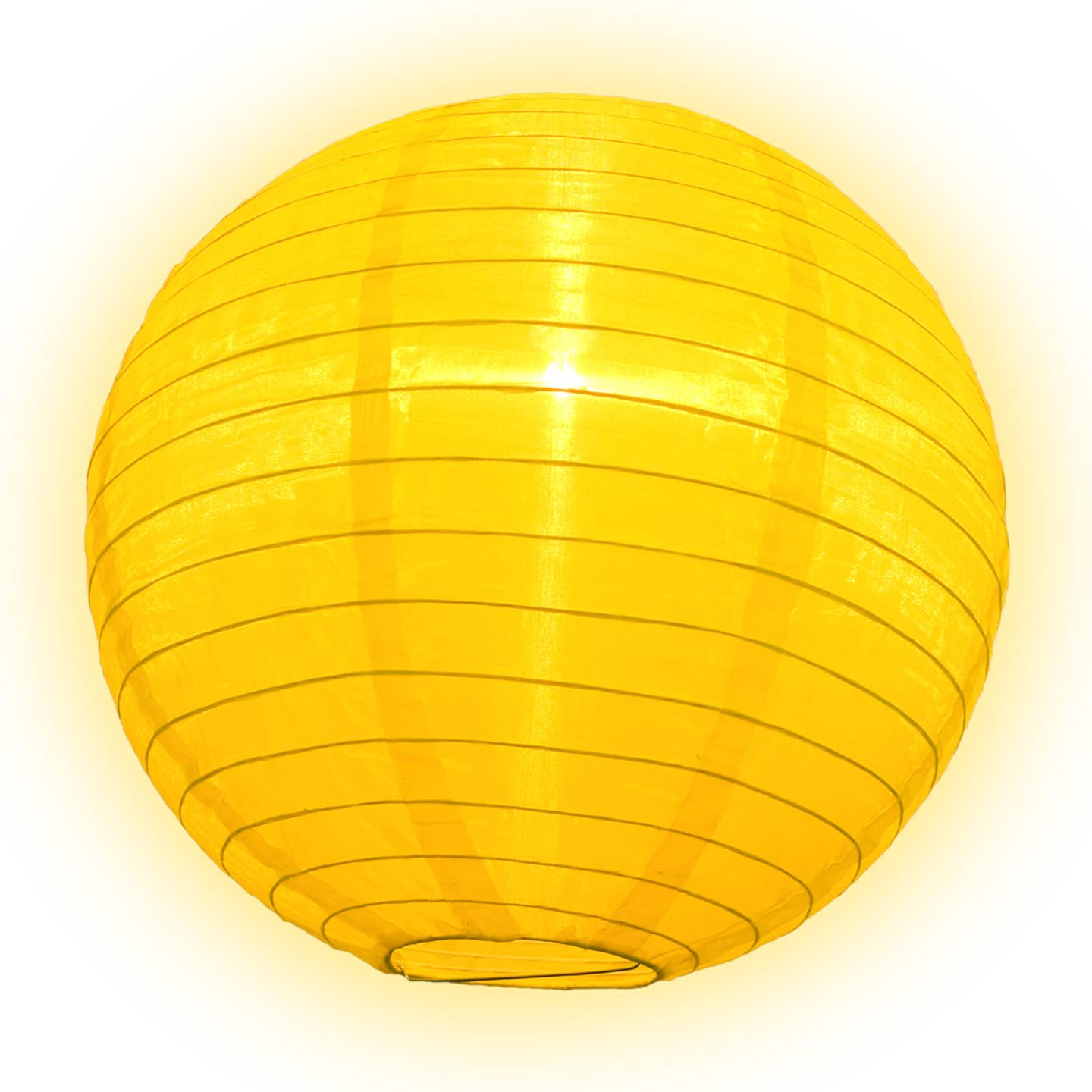 Paperlanternstore.Com 12 Inch Yellow Nylon Lantern, Even Ribbing, Durable, Hanging Decoration By Quasimoon