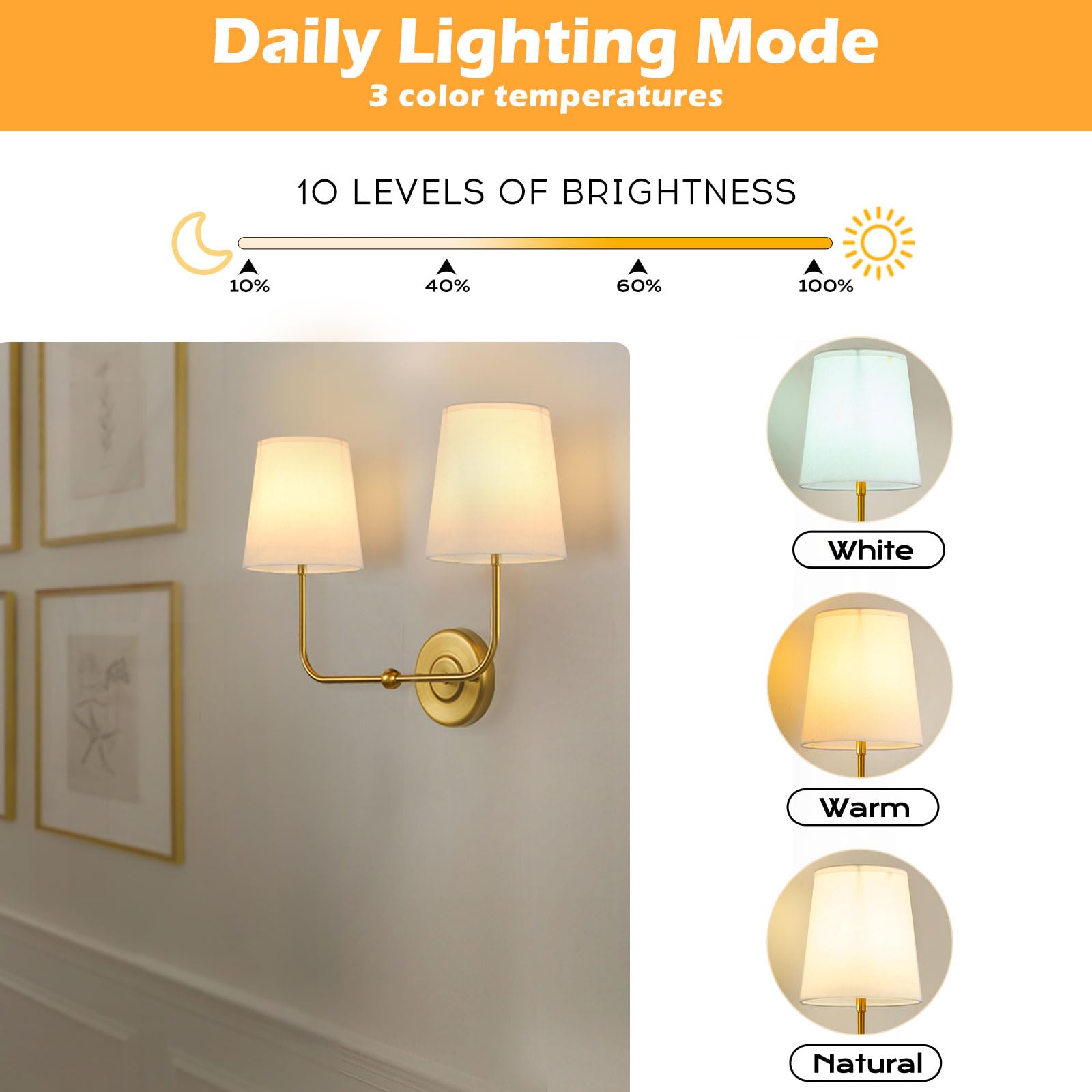 Passica Decor Battery Operated Wall Sconce 1 Pcs Wiht Two Shade Not Wiring Dimmable Lamp With Remote Control Indoor Light Fixtur