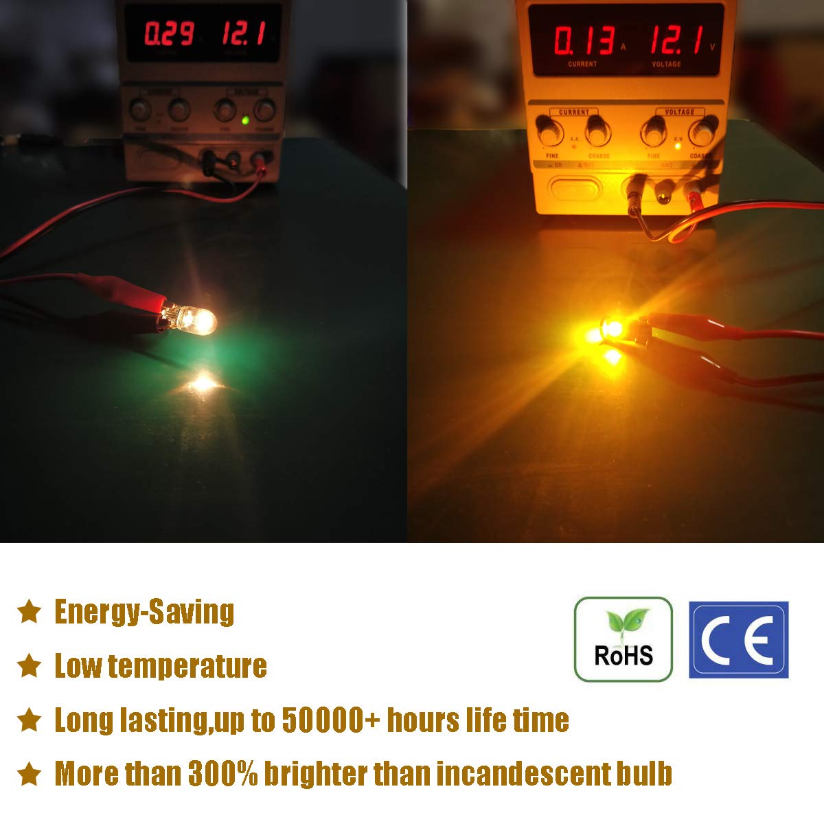 iBrightstar T10 168 194 LED Bulbs - Amber, Aluminum, for Car Interior Dome Map Door Courtesy License Plate Lights