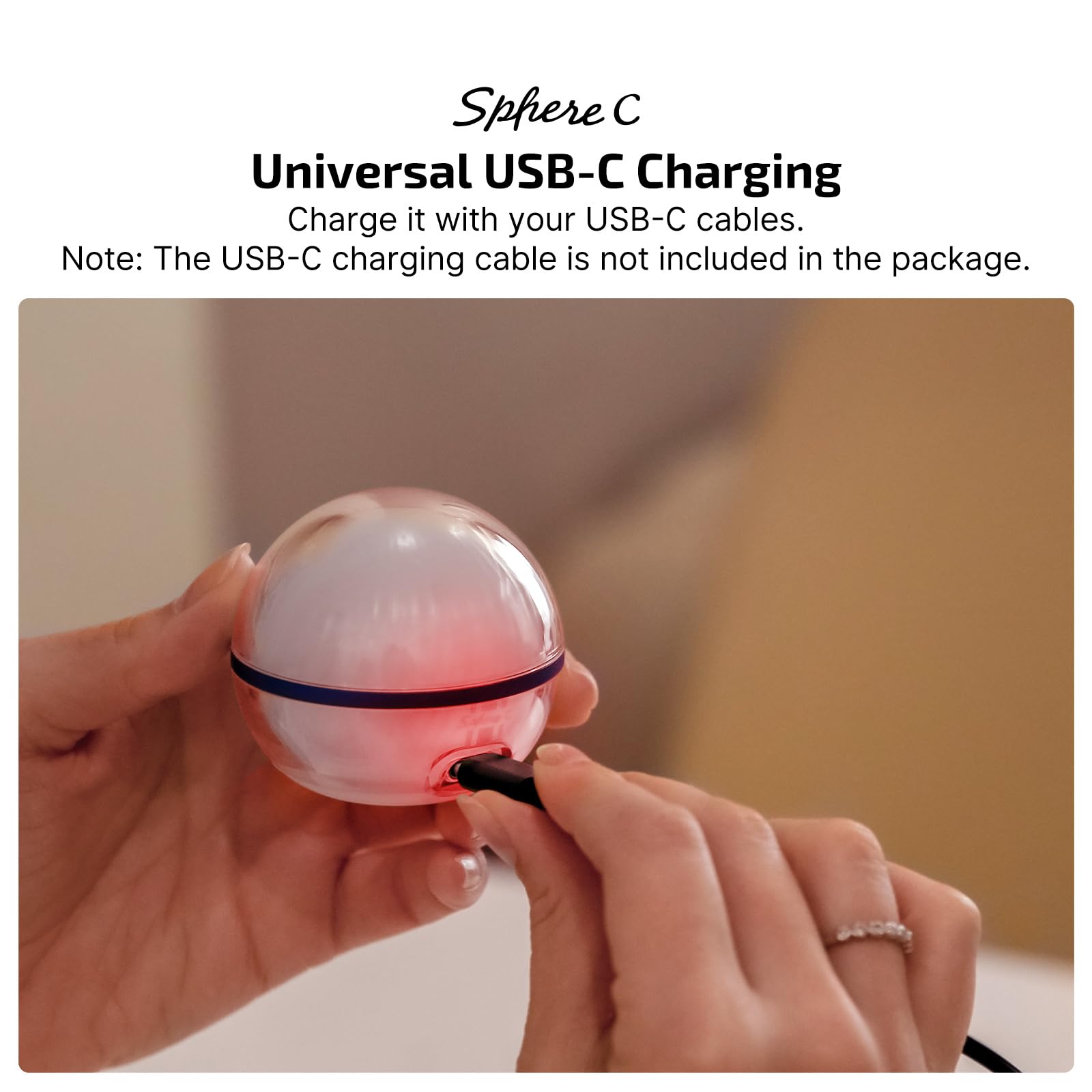 OLIGHT Sphere C Smart Night Light, USB-C Rechargeable, 75 Lumens, Dimmable, Portable, Small, White, Model O-SPHERE-C-300000