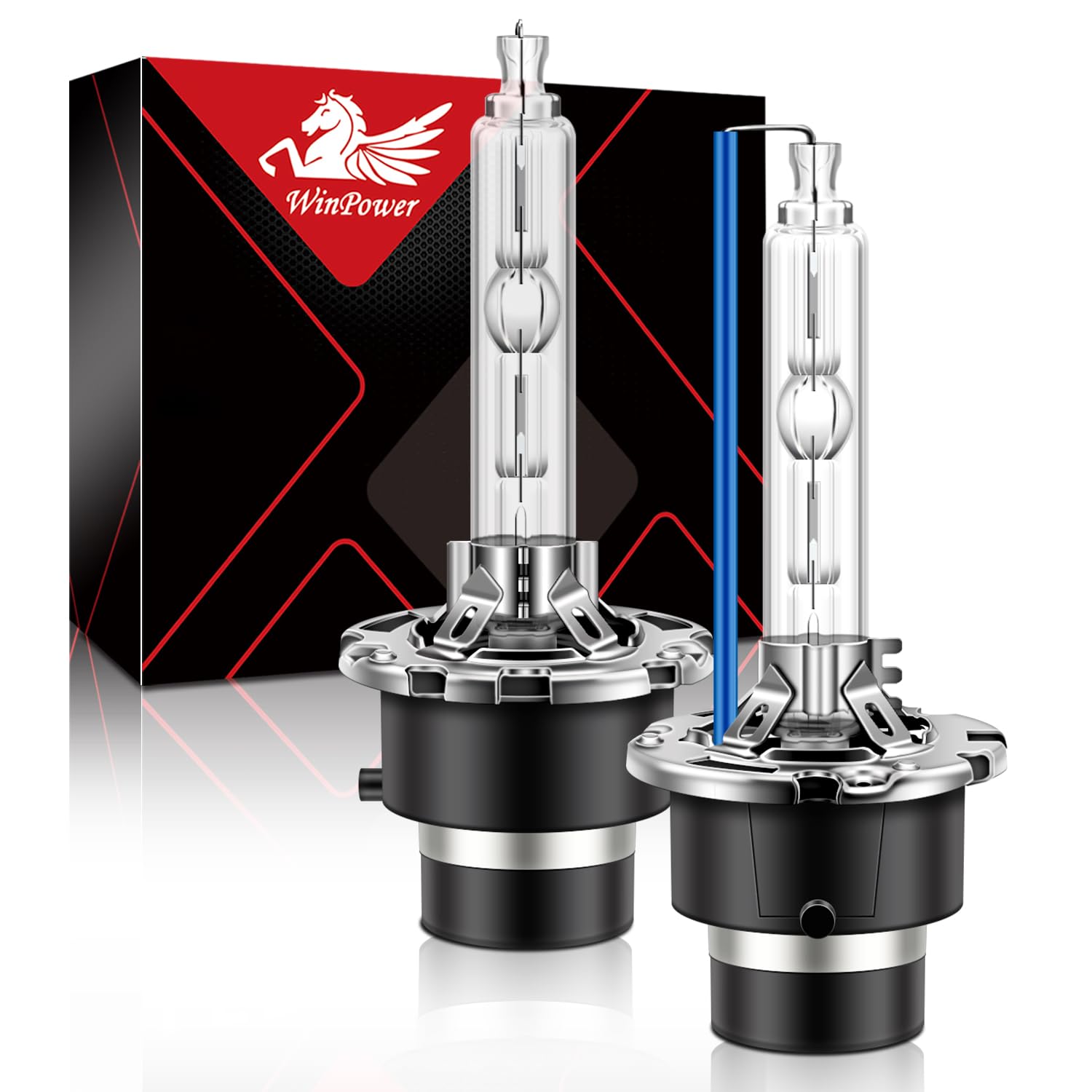 WinPower D2S HID Headlight Bulb 8000K Ice Blue White 35W Metal Base High Low Beam Replacement Pack of 2