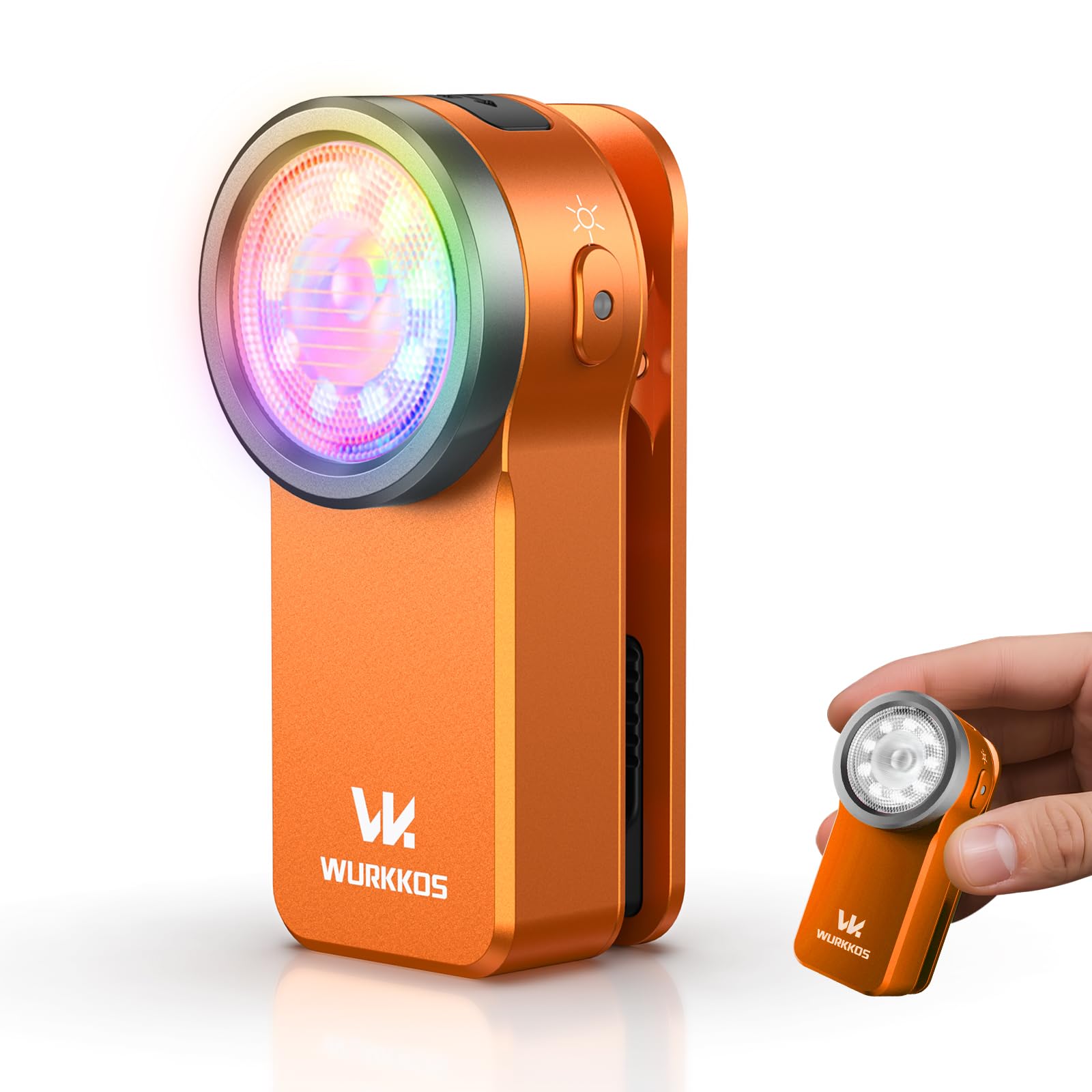 Wurkkos HD03 EDC Flashlight Rechargeable Clip-on Light, 680Lumens Mini Pocket Flashlight with RGB, Magnetic Small Flat Flashligh