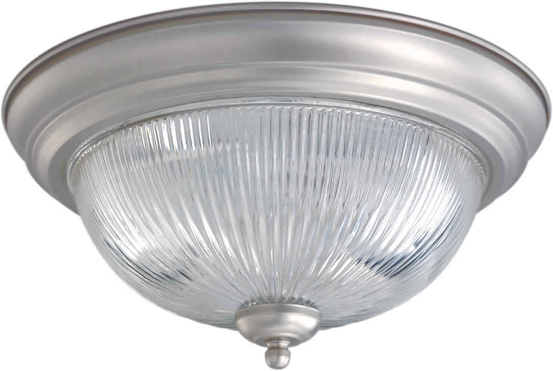 Forte Lighting 2041-02-55 Flush Mount with Clear Ribbed Glass Shades, Brushed Nickel