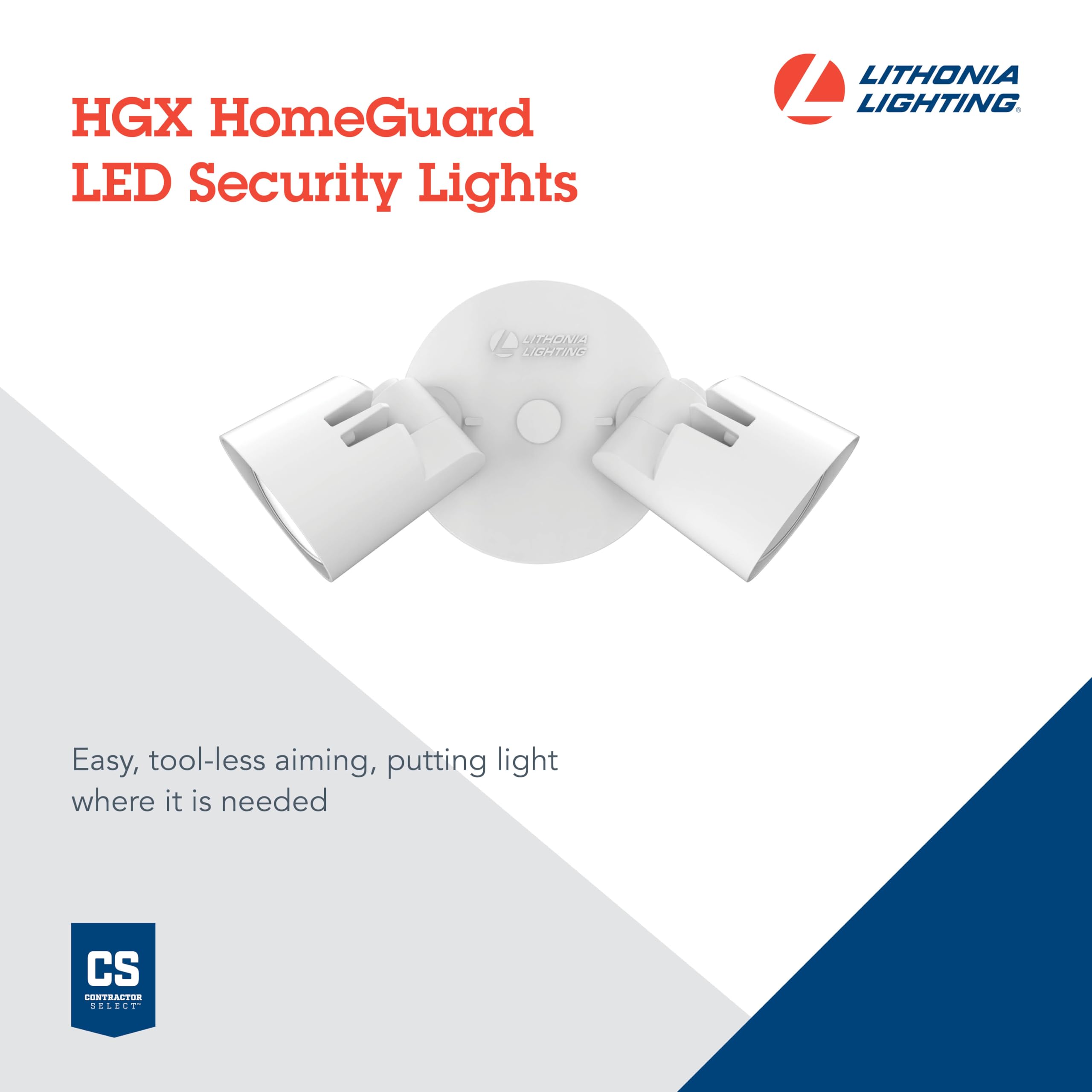 Lithonia Lighting HGX LED Outdoor Security Floodlight, 2-Light, 4000K, White, Aluminum, Model HGX LED 2RH 40K 120 WH M2