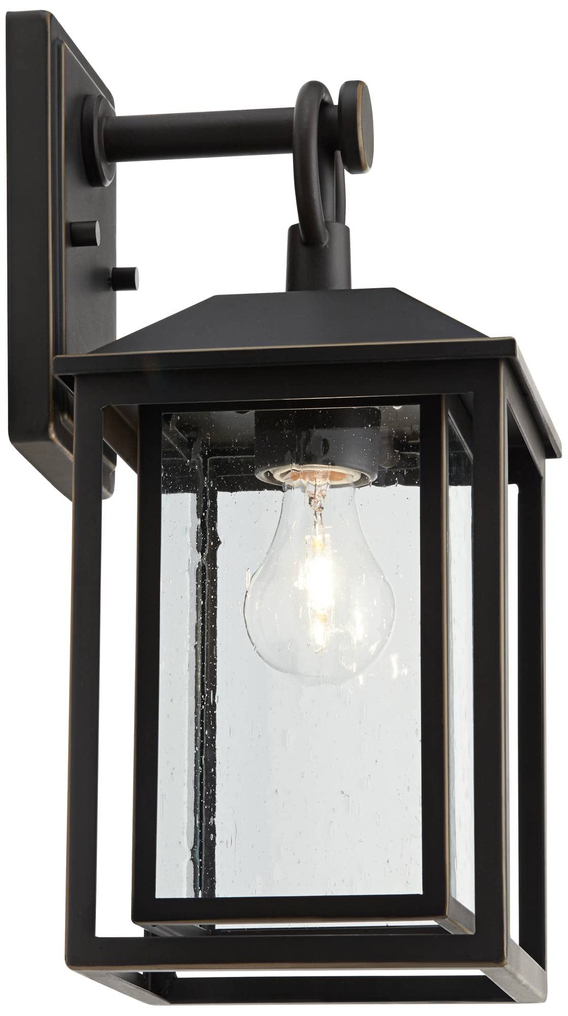 John Timberland Outdoor Wall Light Fixture, 15.25 Brown Bronze Metal With Textured Clear Glass For Porch, Patio, Deck, And Garden