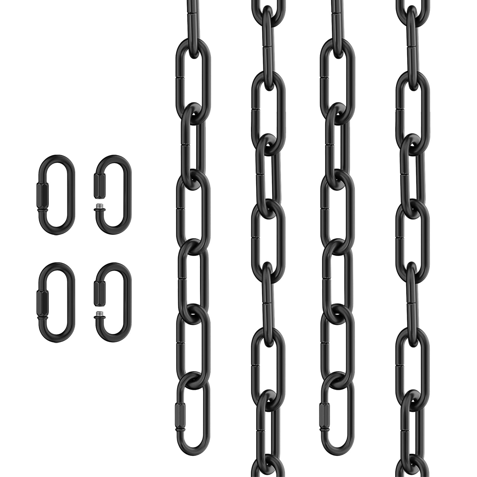 garini 6 Feet Industrial Black Light Fixture Chain, Adjustable Metal Pendant Chandelier Chain Extension with Detachable Link, 2 
