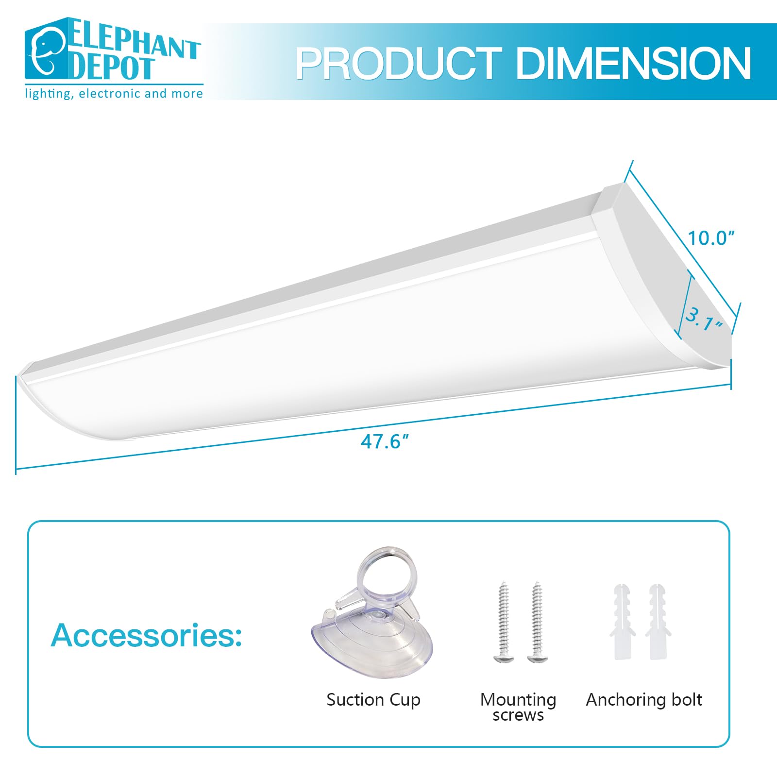 4Ft Led Wraparound Light Fixture, 48 Inch Kitchen Lighting Fixtures Ceiling, 54W 6210Lm,3500/4000/5000K, 120-277V Commercial Ele