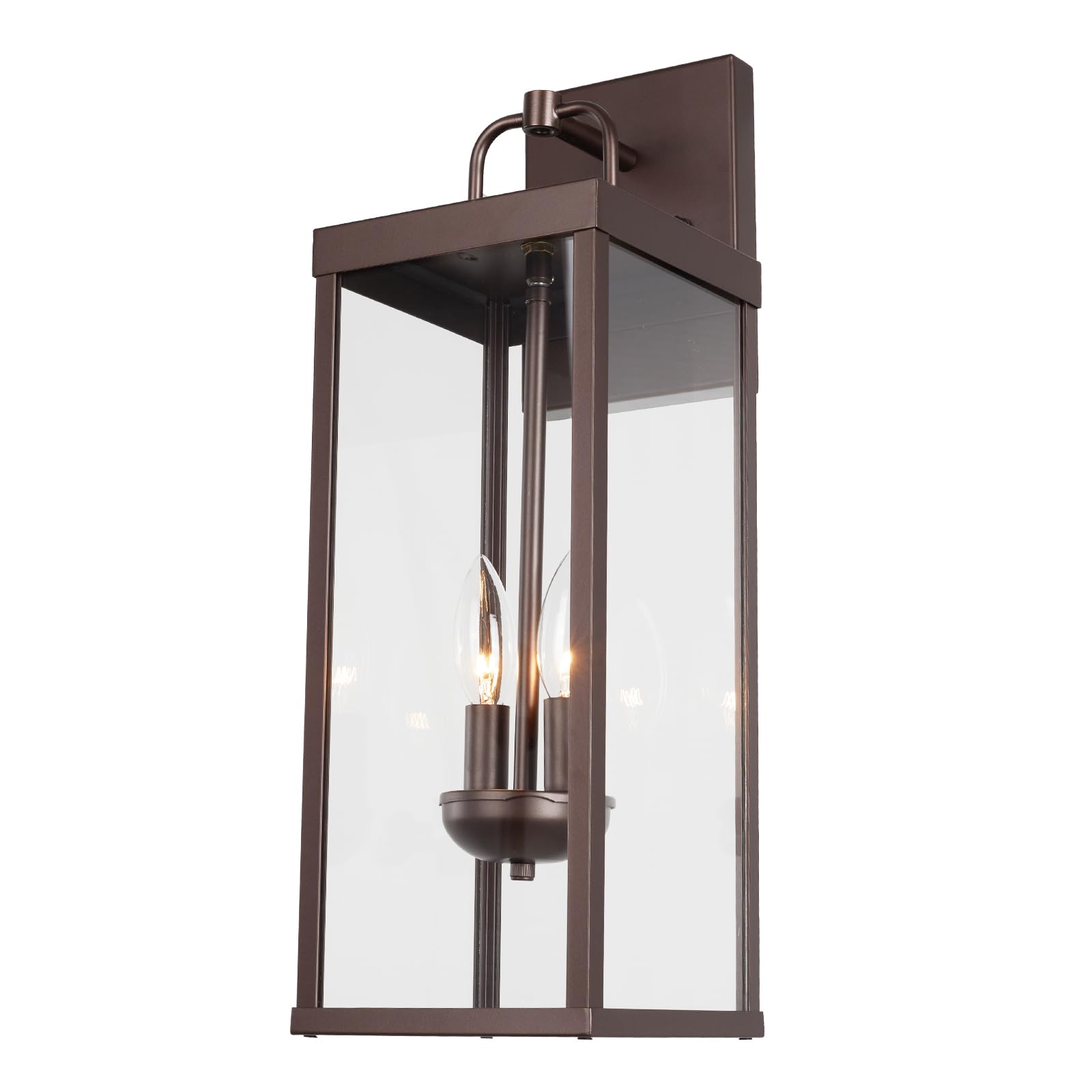 Diyel Outdoor Wall Sconce Light, 20 Inch Tall Transitional Exterior Wall Bracket Lighting With Clear Glass, Anti-Rust Powder Coat Bronze Modern Outside Wall Lantern For Front Porch Doorway, Rz008M Orb
