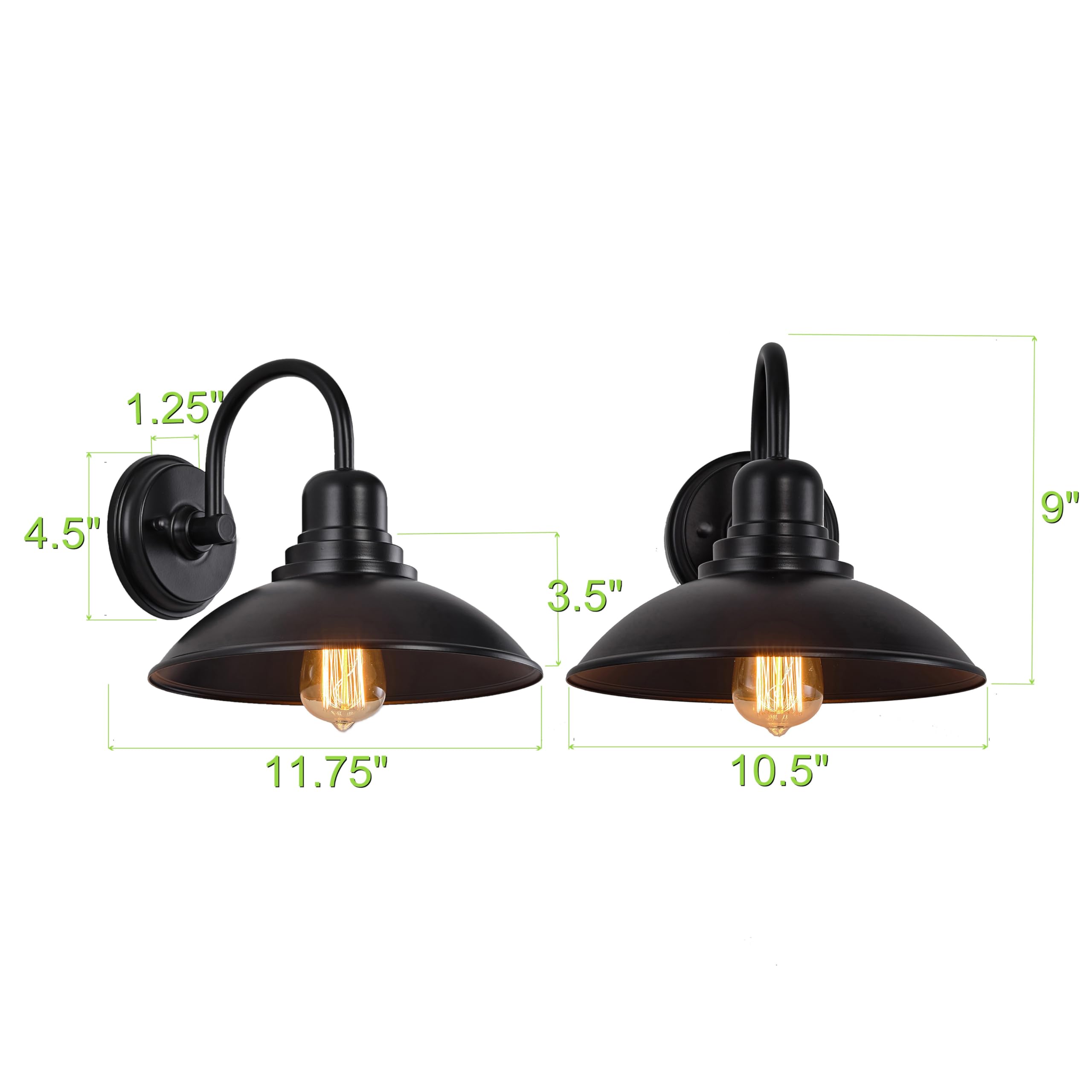 Goldhill 2 Pack Bathroom Vanity Lighting Fixture, Black Outdoor Barn Light Fixture, Waterproof Farmhouse Metal Wall Sconce Indoor For House, Garage, Doorway, Porch