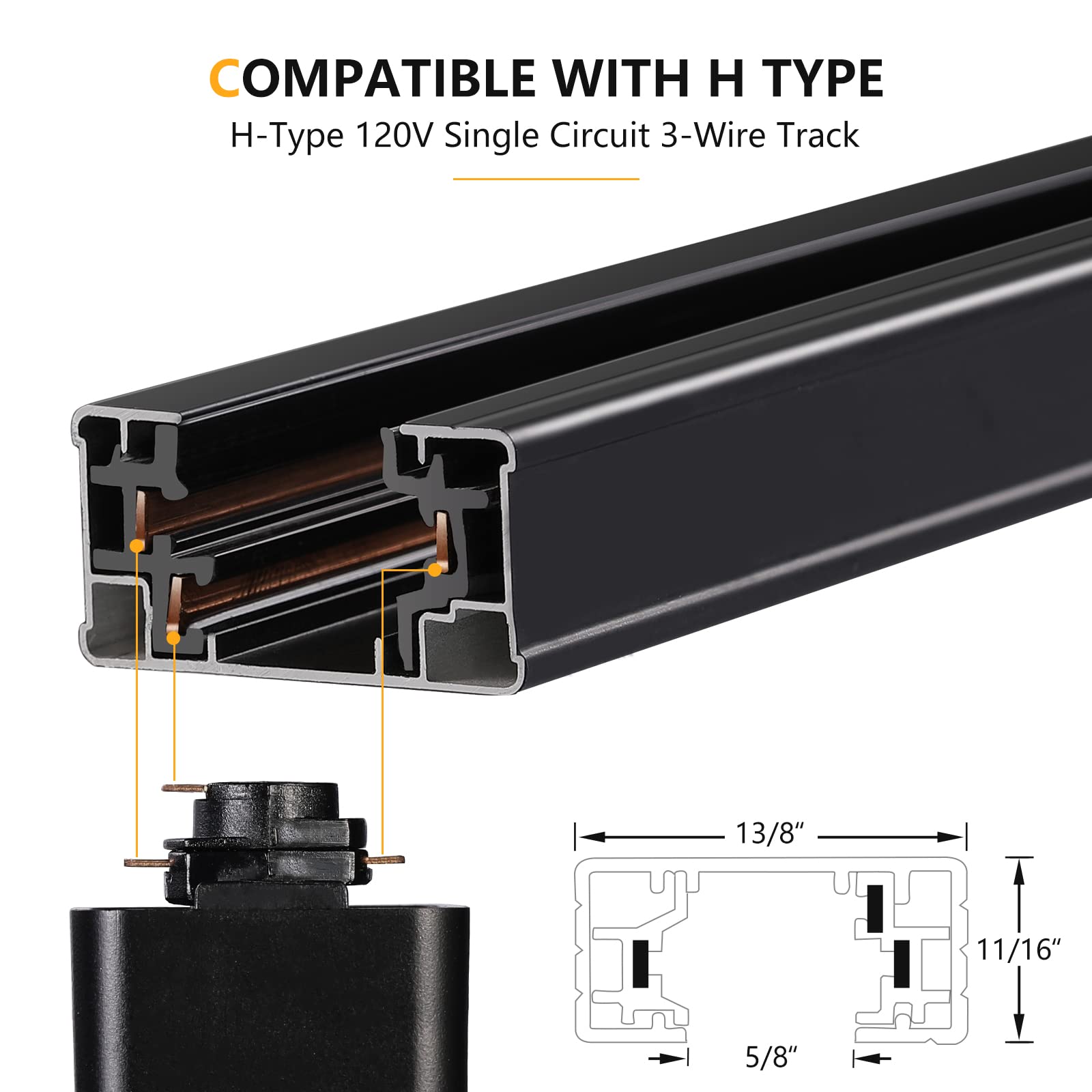Vanoopee H Track Canopy Connector Black - Compatible With Halo Track System, Easy Install