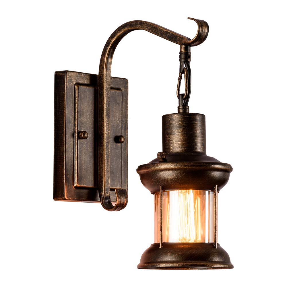 Moonkist Industrial Vintage Single Head, Rustic Nordic Glass Wall Sconce Fixtures Retro Metal Painting Color Wall Lamp For Home