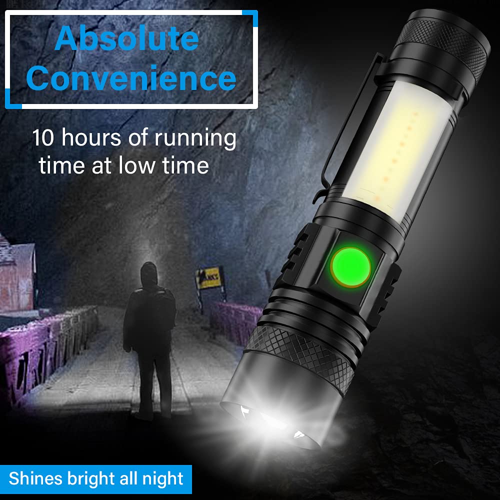 Vnina USB Rechargeable Flashlight, LED Tactical Light, Waterproof, 6 Modes, 4.96in, Red, Model VNA-US-USB-001C