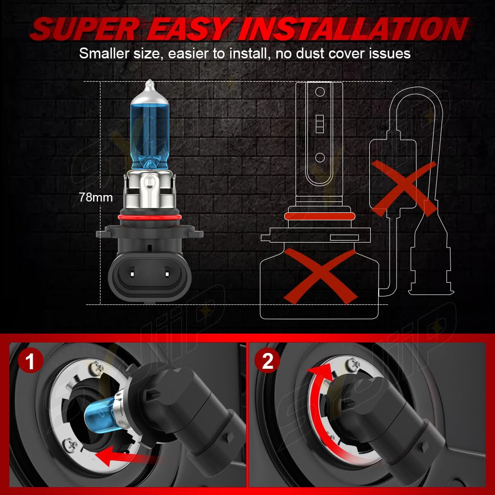 SYJIIP Upgraded Halogen Headlight Bulbs 9005 H11 6000K White 300% Brightness Plug n Play 4-Pack for Honda Pilot 2006-2019
