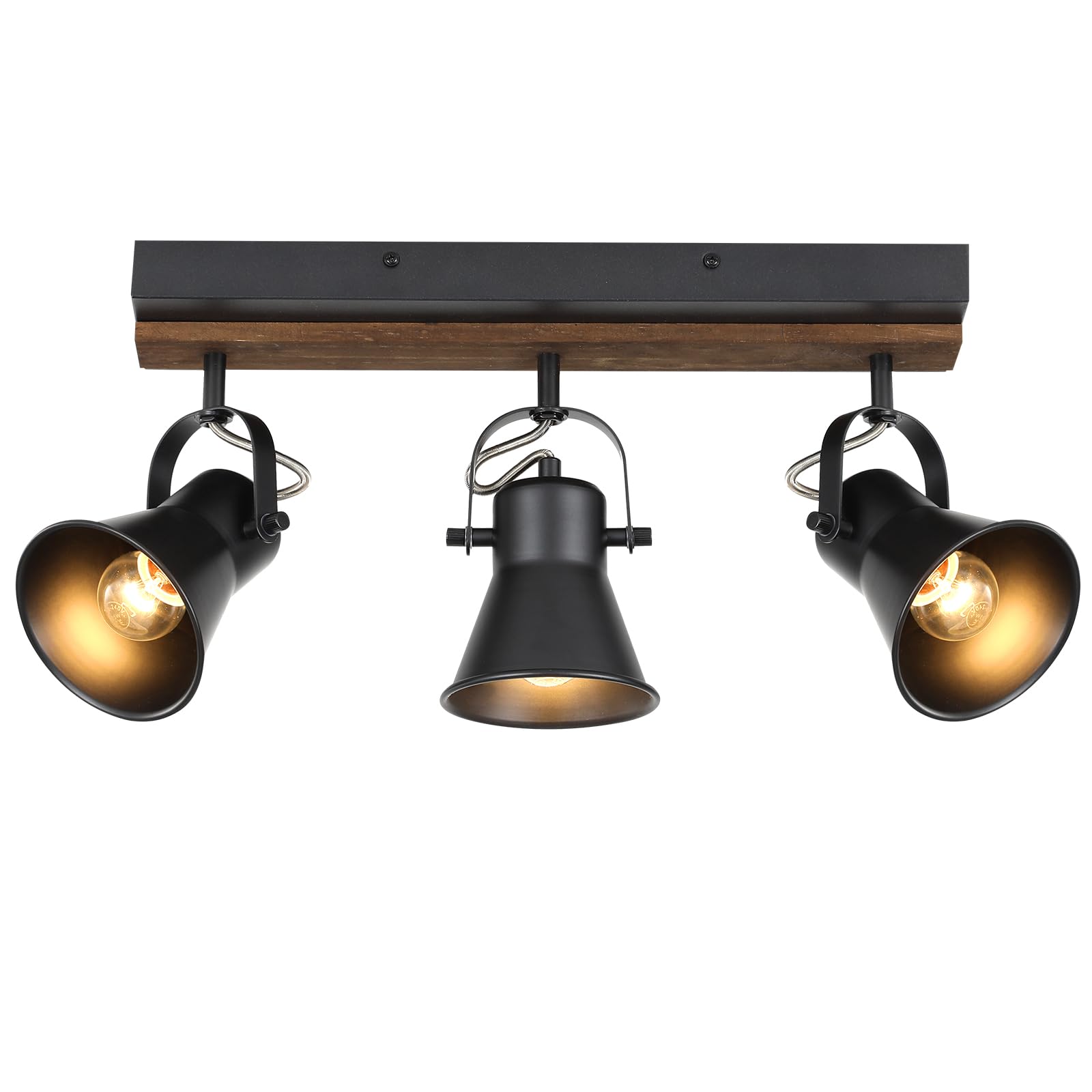 Seeblen 3-Light Kitchen Light Fixtures, Adjustable Ceiling/Wall Mount Spotlight, Industrial Black Track Lighting For Living Room