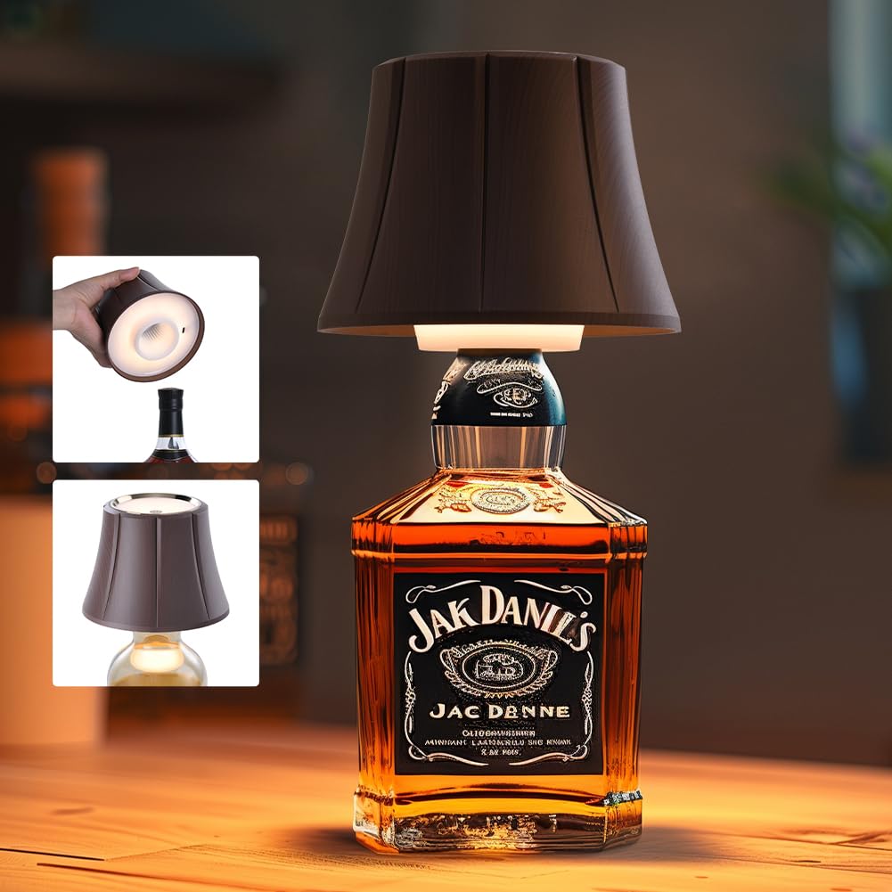 WILIT Wireless Bottle Lamp for Liquor Bottles, 3-Level Brightness Cordless Lamp Shades for Table Lamps, Battery Operated Lamp fo