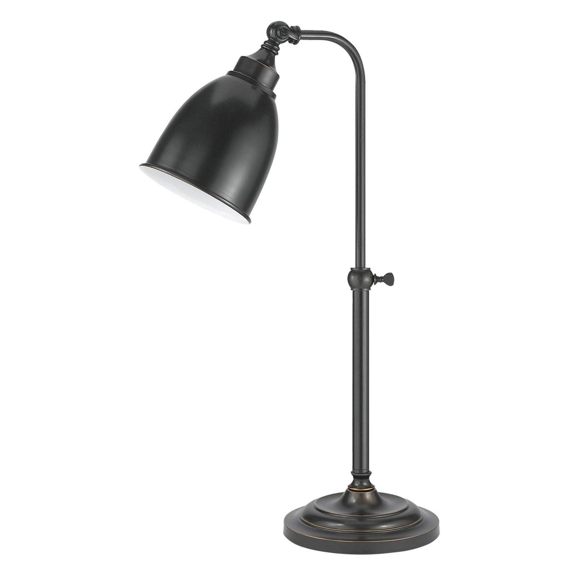 Benjara Metal Round 25&quot; Table Lamp With Adjustable Pole, Dark Bronze