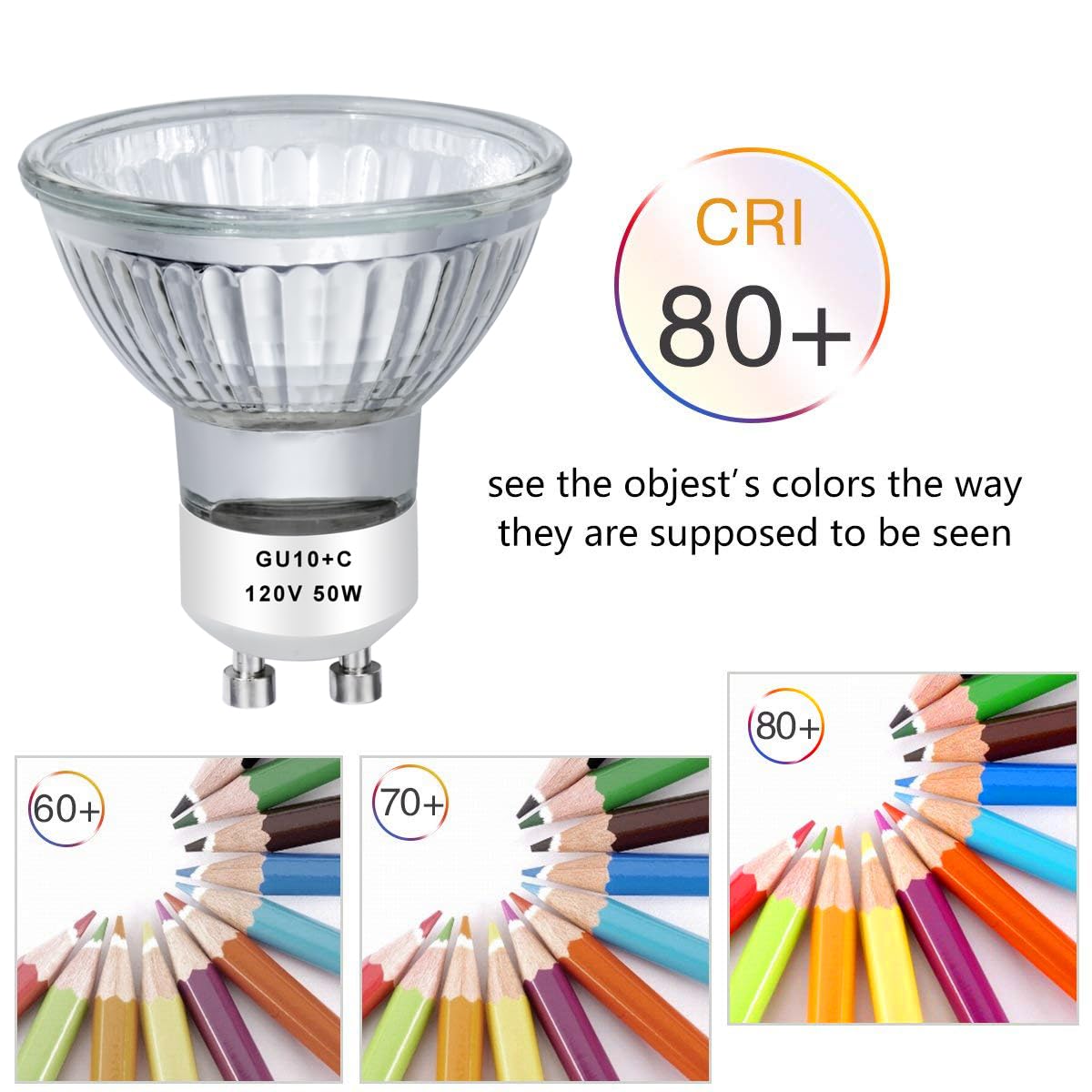Ahevo Gu10 120V 50W Halogen Bulb Mr16 Glass Cover Gu10+C Bulb 2700K Warm White Dimmable, 50W Replacement Bulb For Wax Burner Lig