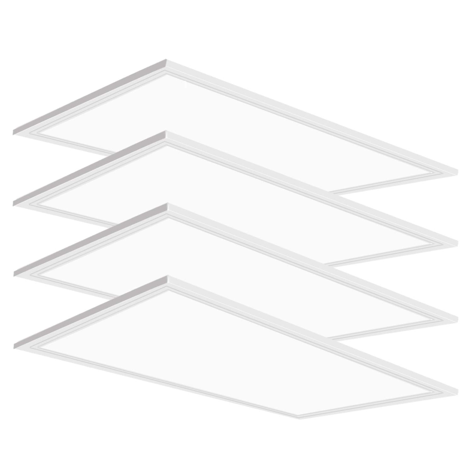 Seuron 2X4 Led Flat Panel Light, 4 Pack 7800Lm Led Drop Ceiling Light Fixture, 5000K Flat Panel Led Ceiling Light 0-10V Dimmable 2X4 Recessed Edge-Lit Troffer Fixture For Office Kitchen, Etl Listed