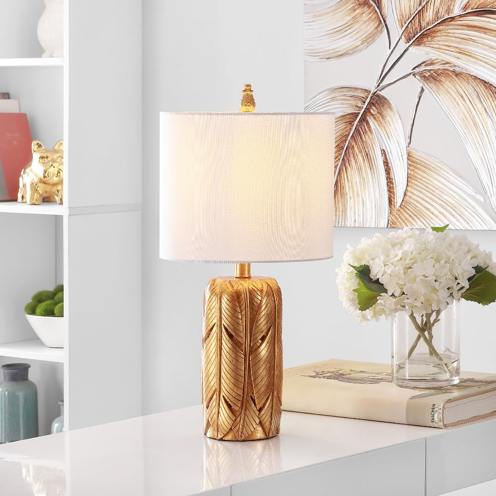 Safavieh Lighting Collection Wilsa Gold Leaf 23-Inch Bedroom Living Room Home Office Desk Nightstand Table Lamp (Led Bulb Includ