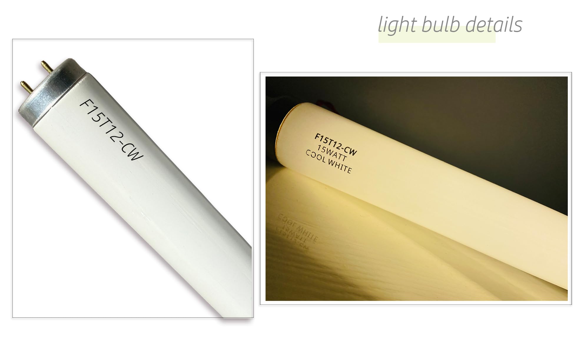 Cemlorot F15T12 Cool White Fluorescent Light Bulb 18" 15W T12 Tube 4100K Replacement for Kitchen and Bath