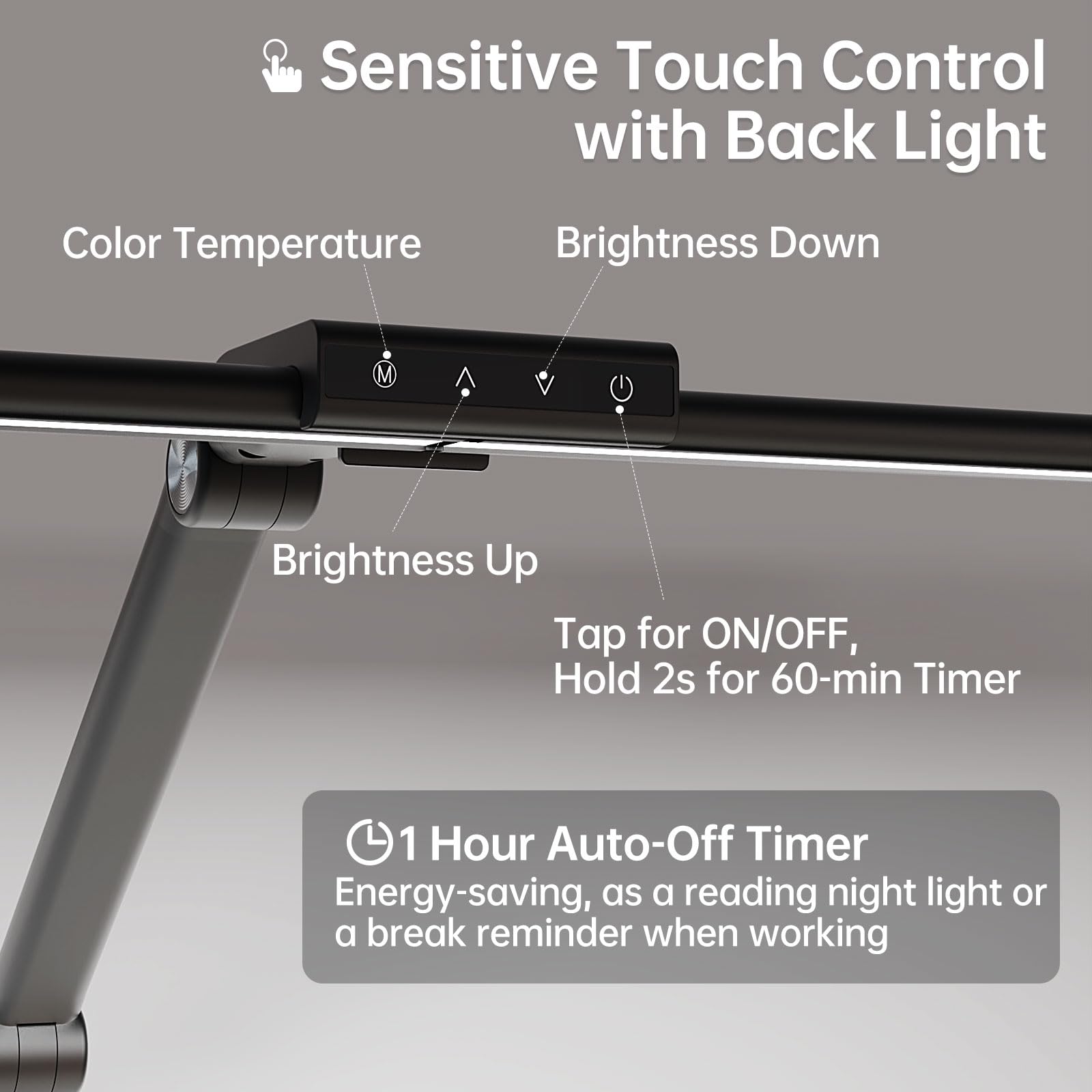 Led Desk Lamp For Home Office, 24W Eye-Caring Reading Light With Clamp, Usb Charging Port, 7 Brightness 5 Color Mode, Memory Fun
