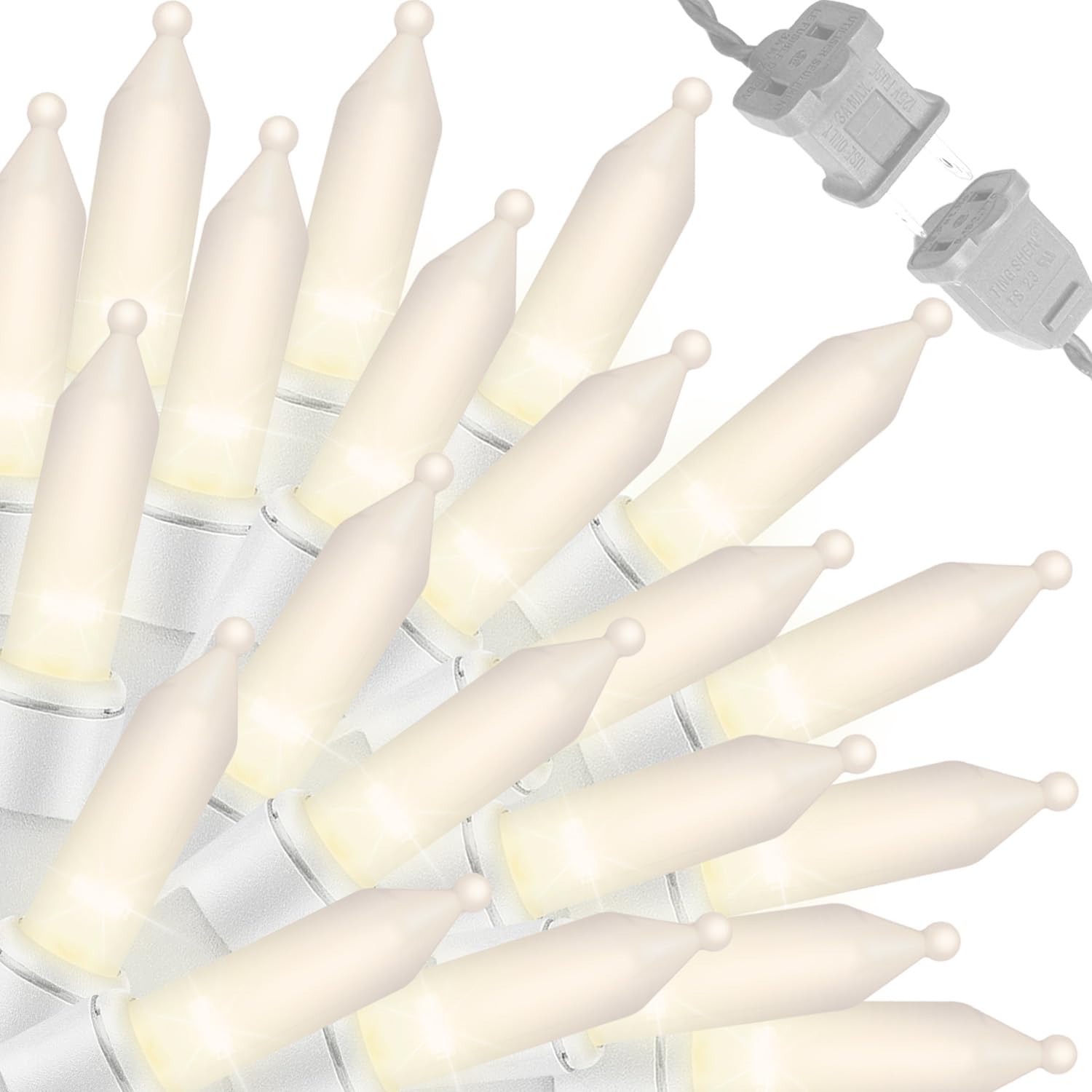 Lamphome 100 Count White Frost Christmas Lights Mini Clear Lights 21Ft White Wire Christmas Tree String Lights Set For Outdoor Indoor Christmas Decorations Wedding Decorations Valentines Day Decor