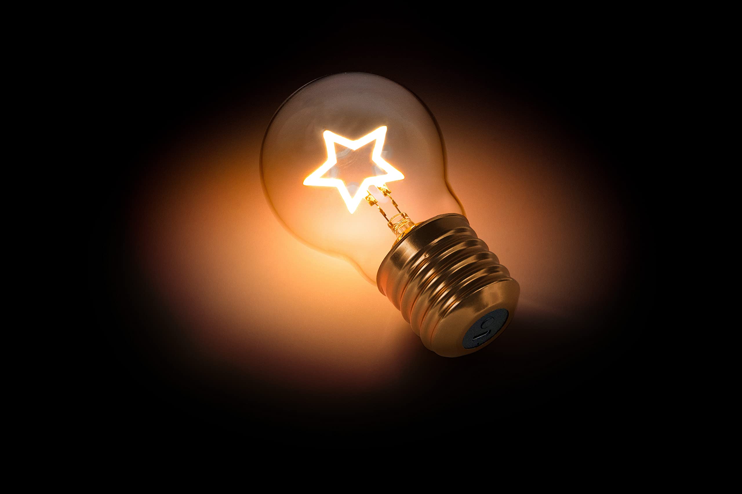 Suck UK Rechargeable Star Shaped Table Lamp - Gold, USB Light, Cordless Edison Bulb Night Light for Bedroom, Model SK LIGHTBULB4