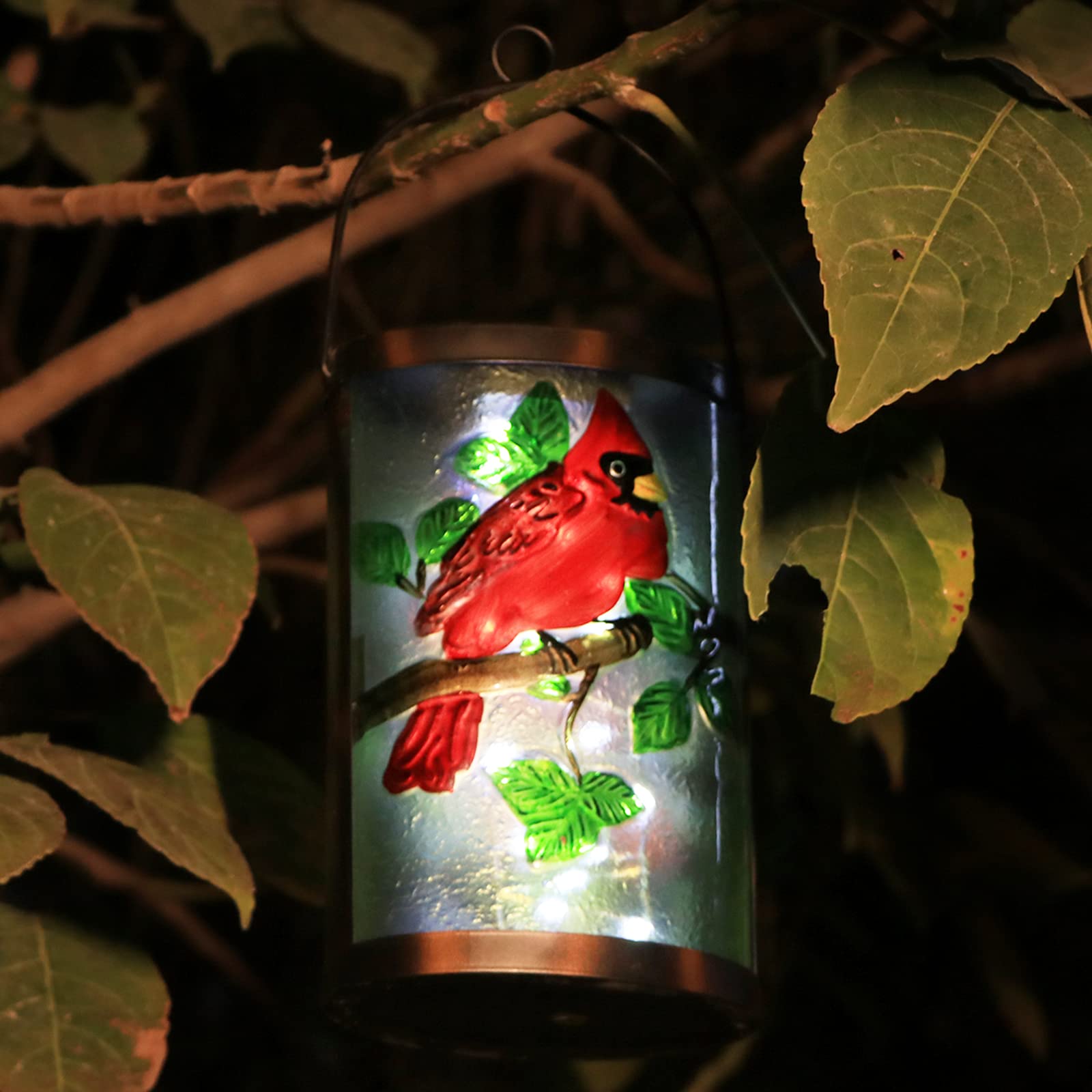 MUMTOP Hanging Solar Lantern - Waterproof LED Tabletop Lamp, Green-Red, Model ohrm005 for Outdoor Patio Garden Decor