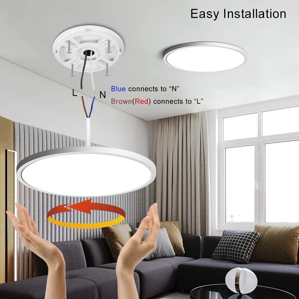 Ledlightsworld 12 Led Ceiling Light Flush Mount, 24W Cold White, 3200Lm Slim Lighting For Bedroom, Kitchen, Living Room, Stairwell