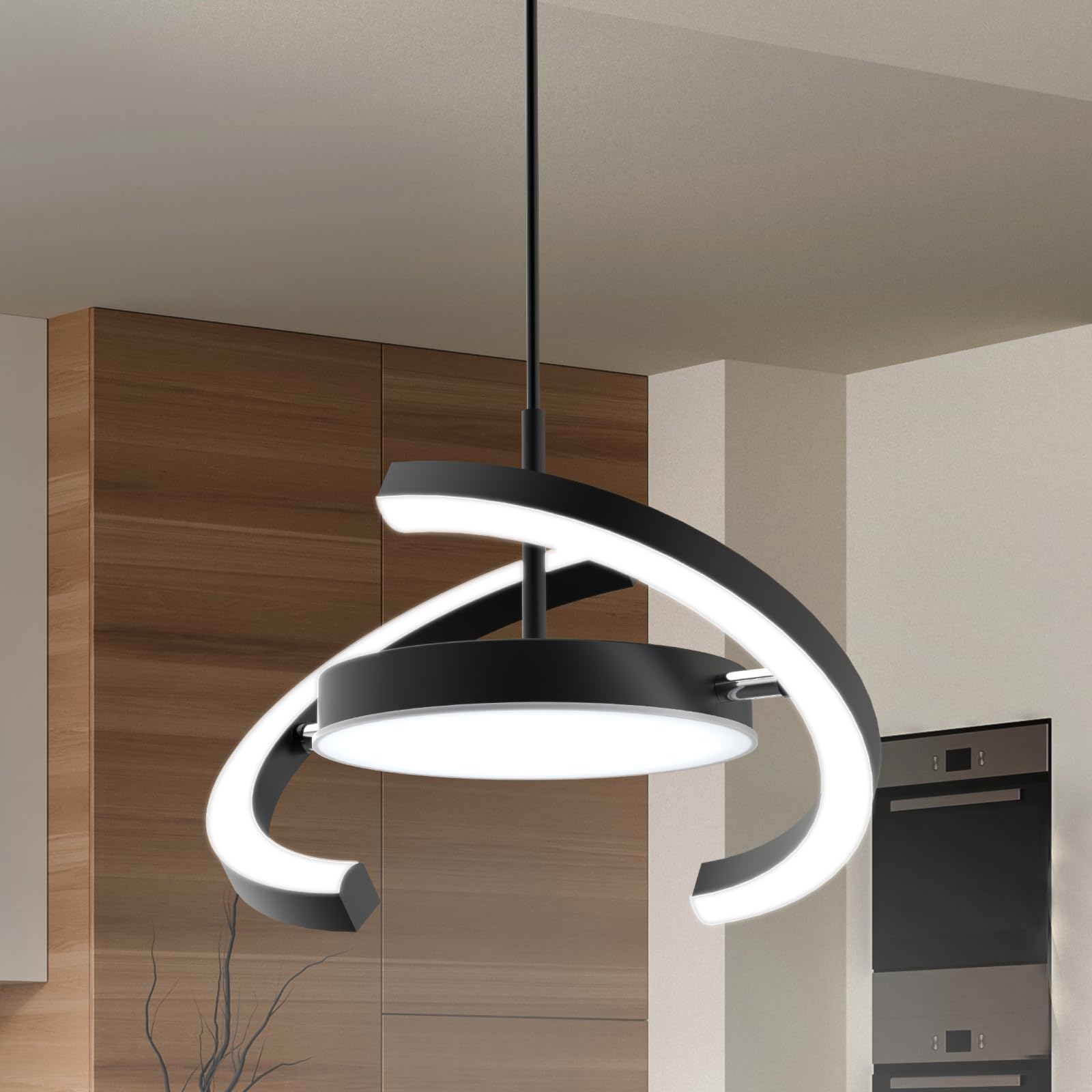 FIMEI LED Saturn Pendant Lights, 3000-6000K Dimmable Adjustable Hanging Chandelier Saturn Ring Design for Dining Room Kitchen Is
