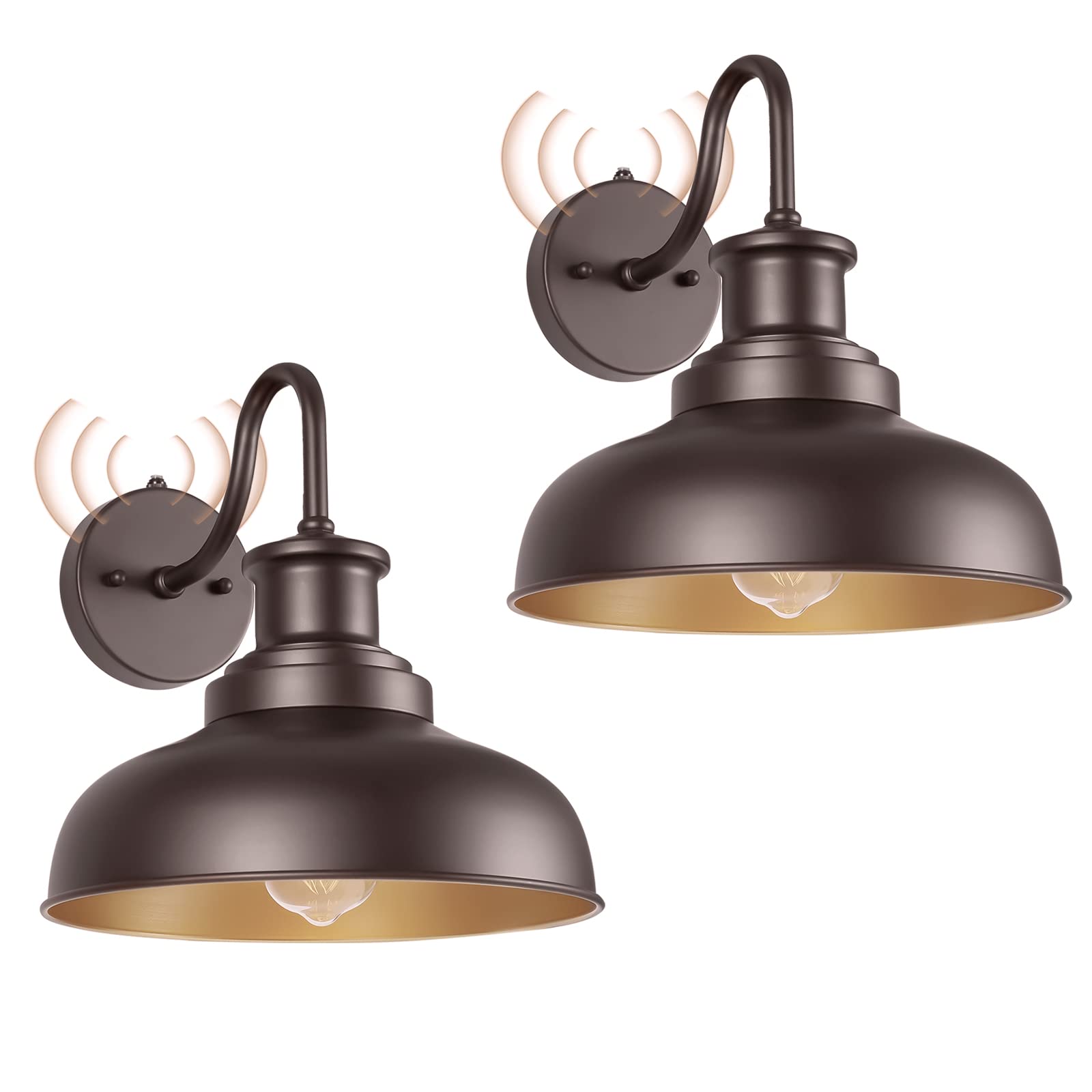 Diyel Dusk to Dawn Outdoor Gooseneck Barn Lights Outdoor Wall Sconces Farmhouse Exterior Wall Mount Light Vintage Outside Lighti