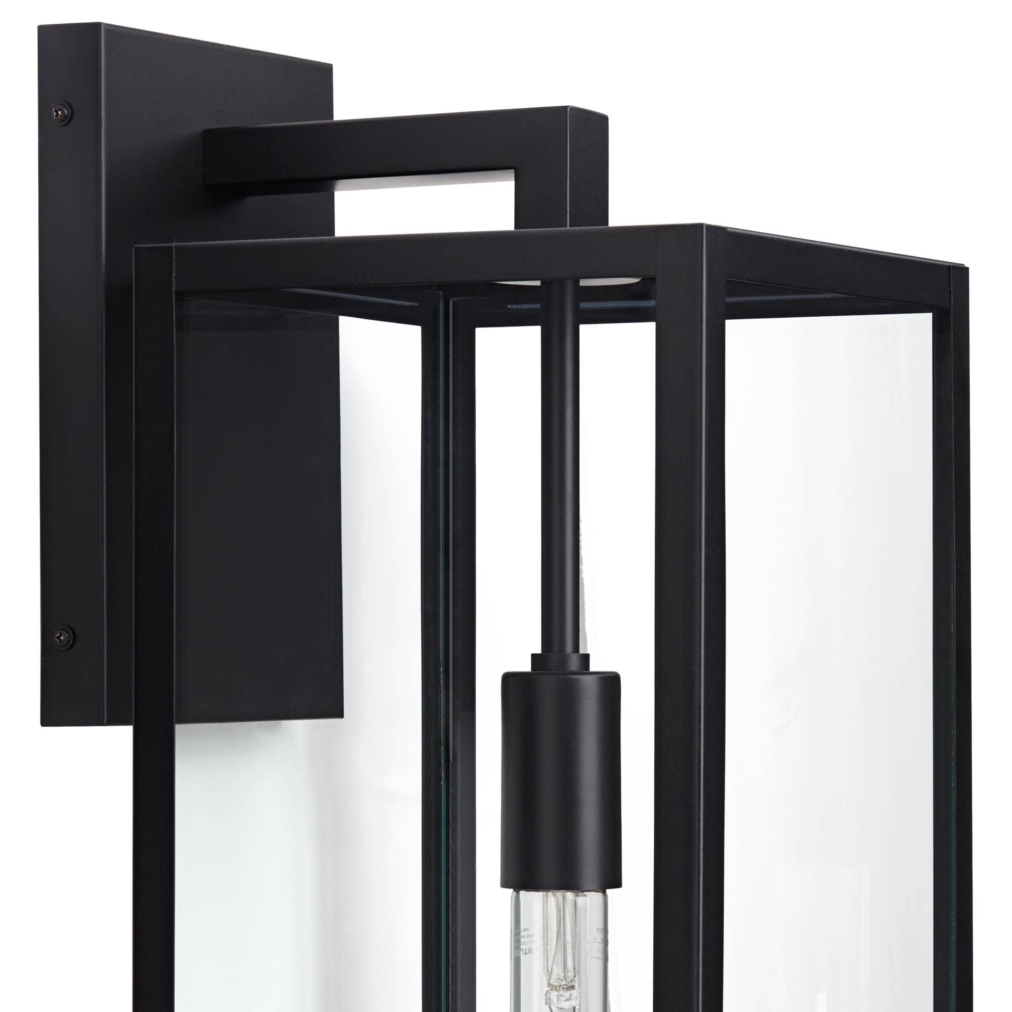 John Timberland Titan Outdoor Wall Light Fixture, Black Metal, 27in Clear Glass Panels, Model 10-2206-500