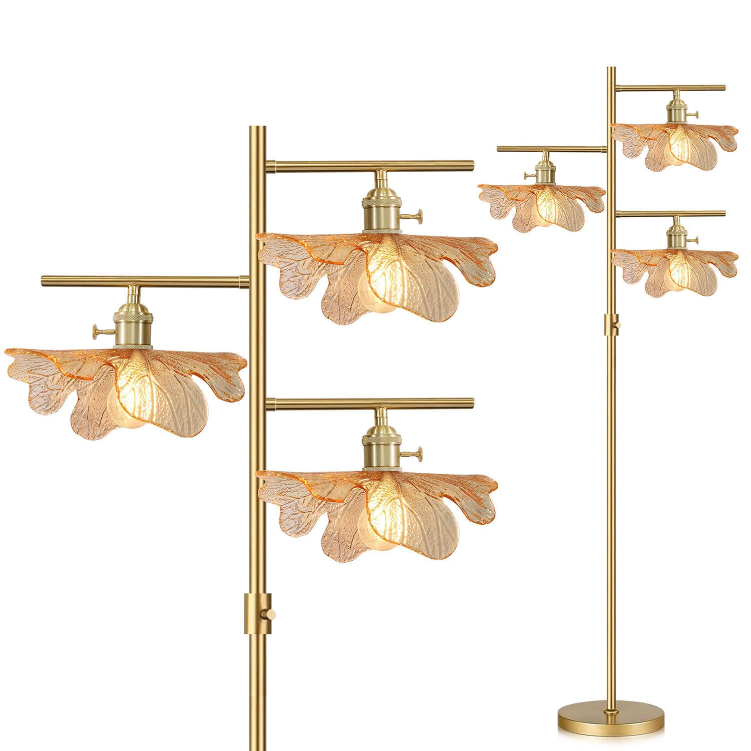 Glass Floor lamp Vintage Dimmable Standing Lamps for Living Room, Modern Tall Floor lamp Gold Floor Lamps 65 Farmhouse Floor Lam