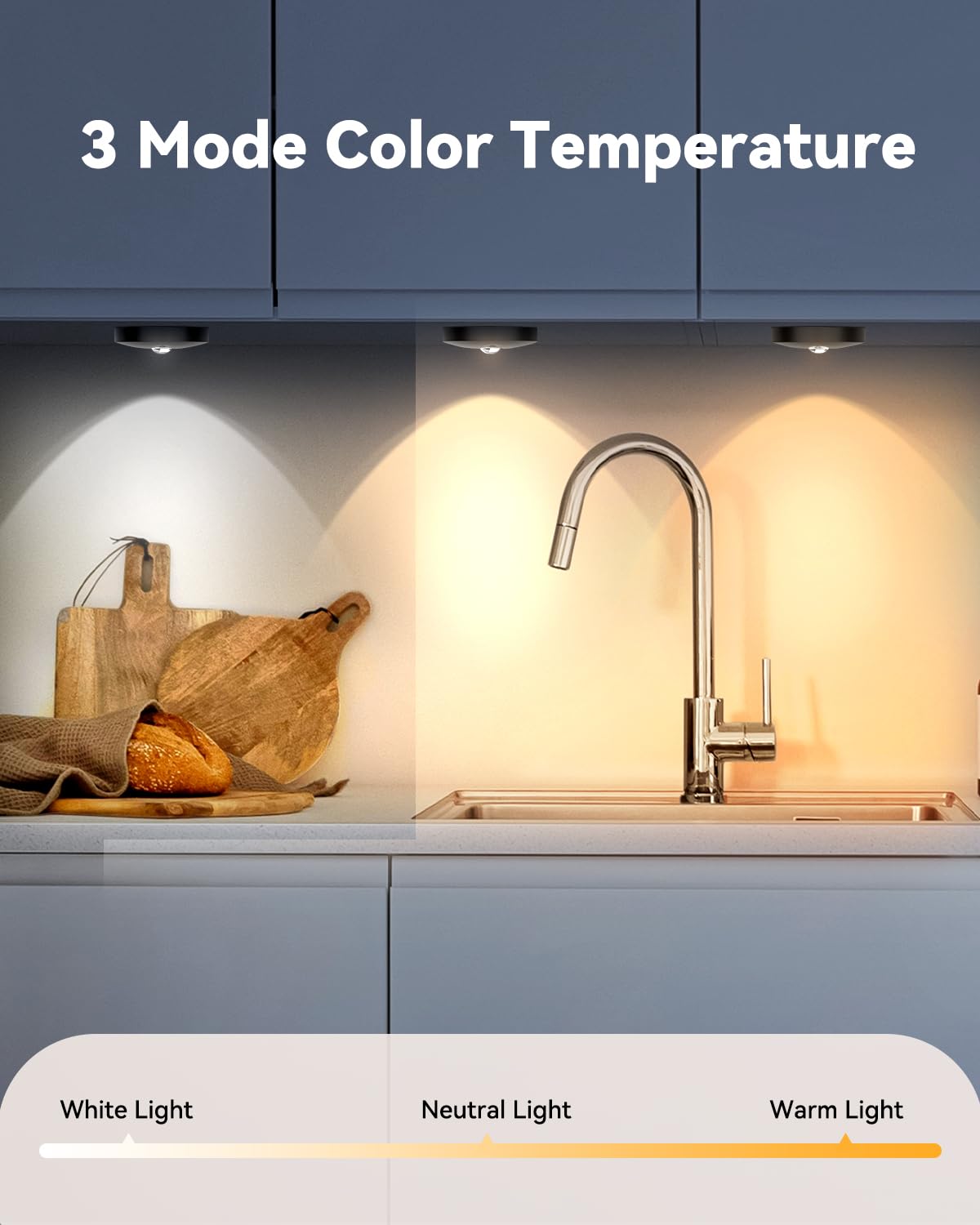 Aokpsrt Rechargeable Puck Lights With Remote Control, 1500mAh Battery Operated Tap Lights, Dimmer & Timer Under Cabinet, Wireles