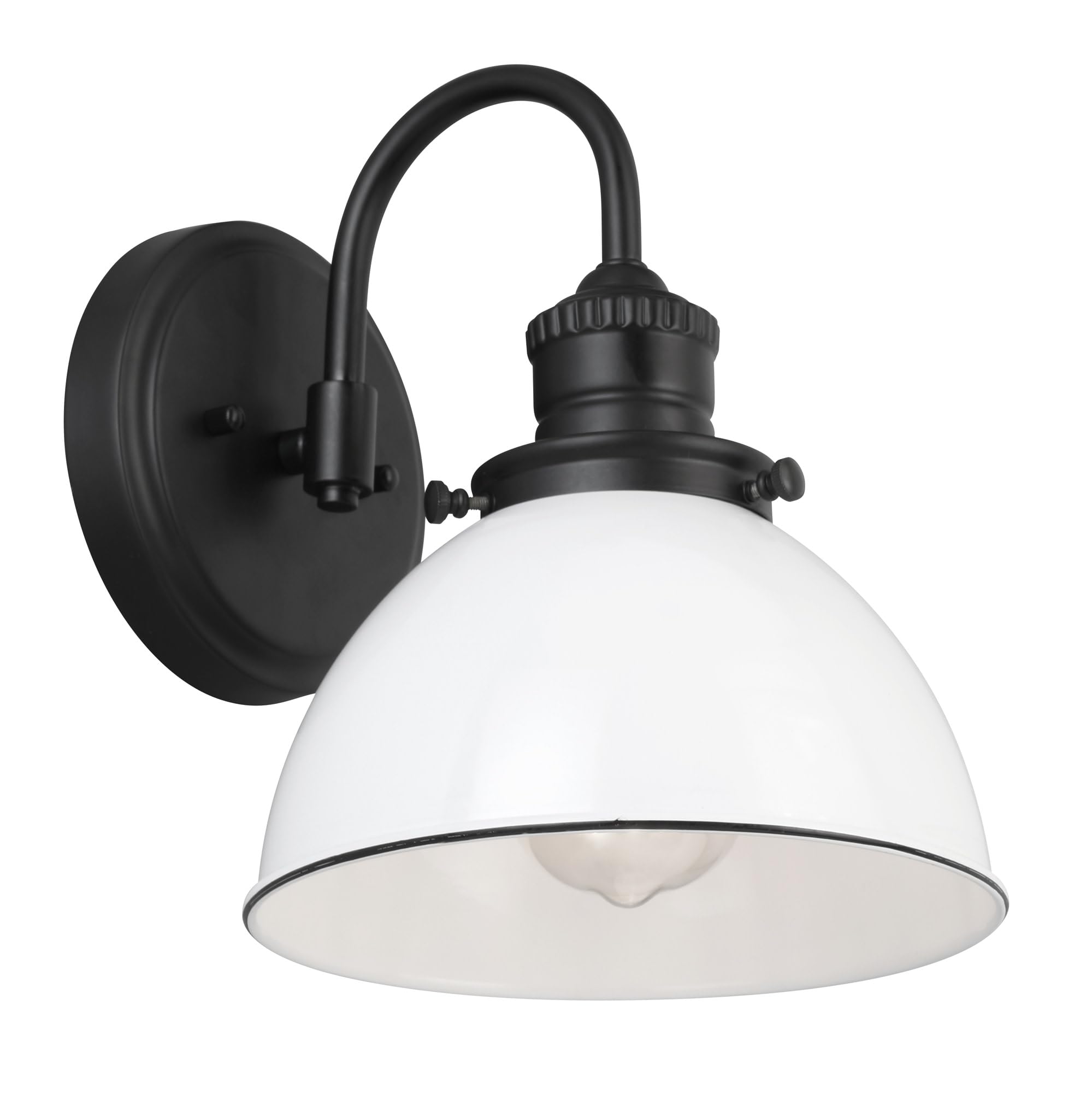Design House 588293 Savannah Farmhouse 1-Light Wall Light, Alloy Steel, Matte Black/White, Indoor Dimmable for Hallway, Foyer, Kitchen