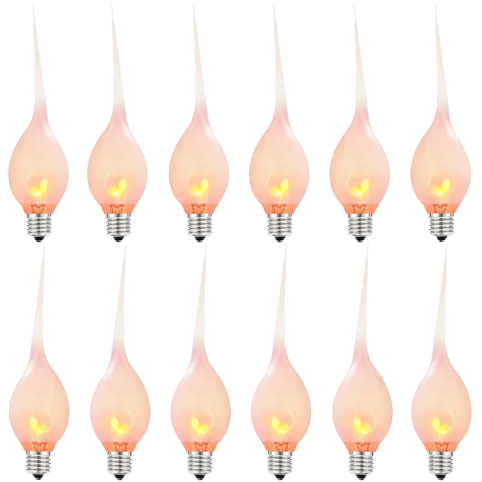 Doratale Christmas Flicker Flame Candle Light Bulbs, Country Style Silicone Dipped Flickering Replacement Bulbs For Electric Win