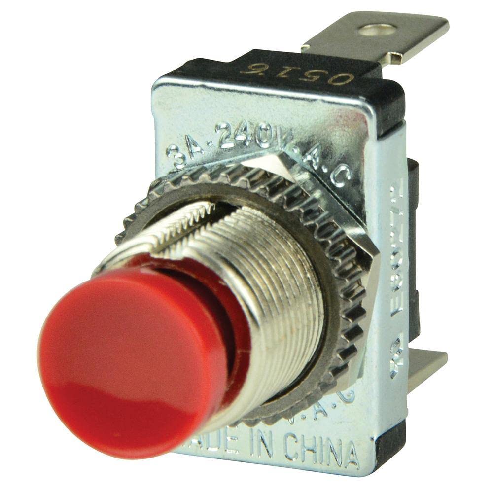 BEP SPST Momentary Contact Switch, Red - Model 1001401, One Size, Plastic