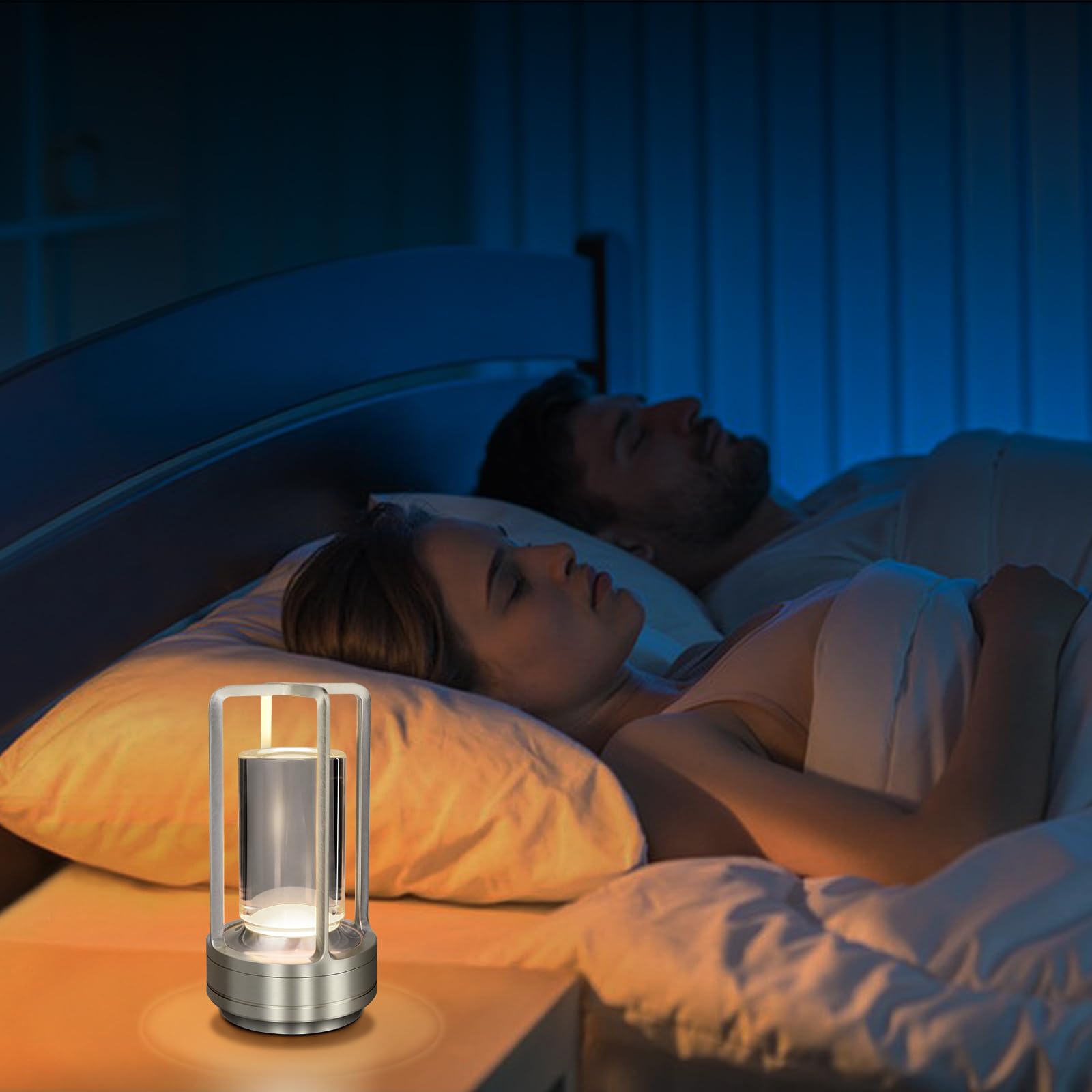 Keweis Cordless LED Table Lamp, Rechargeable, 3 Color Touch Control, Aluminum, Silver, Model SD-TL