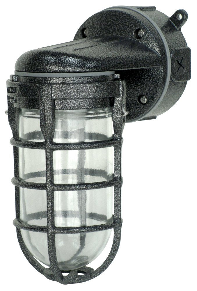 Woods Wall Mount Light, Hammered Black Finish, Die Cast Aluminum, 100 Watt, Indoor/Outdoor, Model L1707SVBLK, One Size