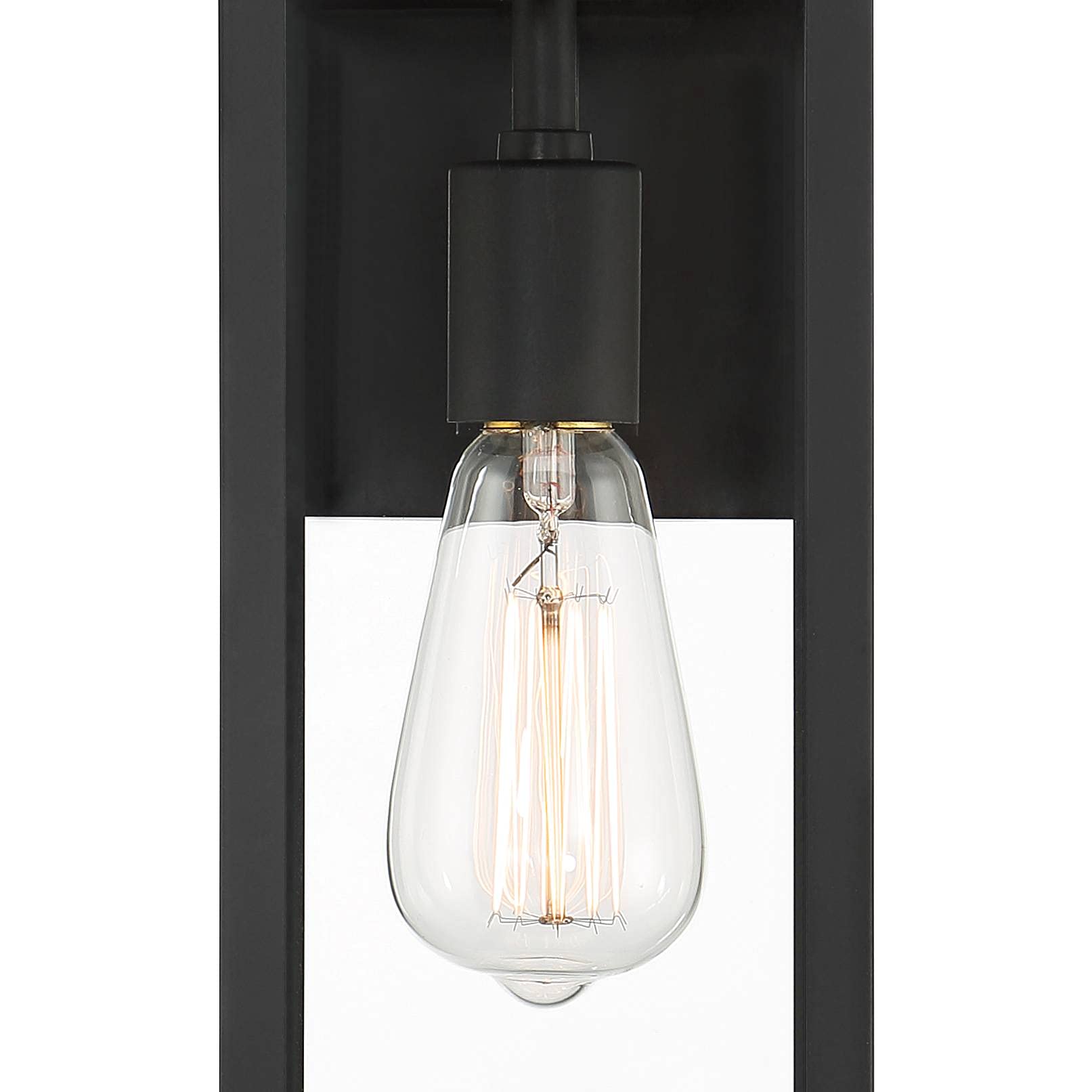 John Timberland Outdoor Wall Lights Set of 2, 14in Clear Glass, Black Metal, Damp Rated for Porch, Patio, Garage, Front Door