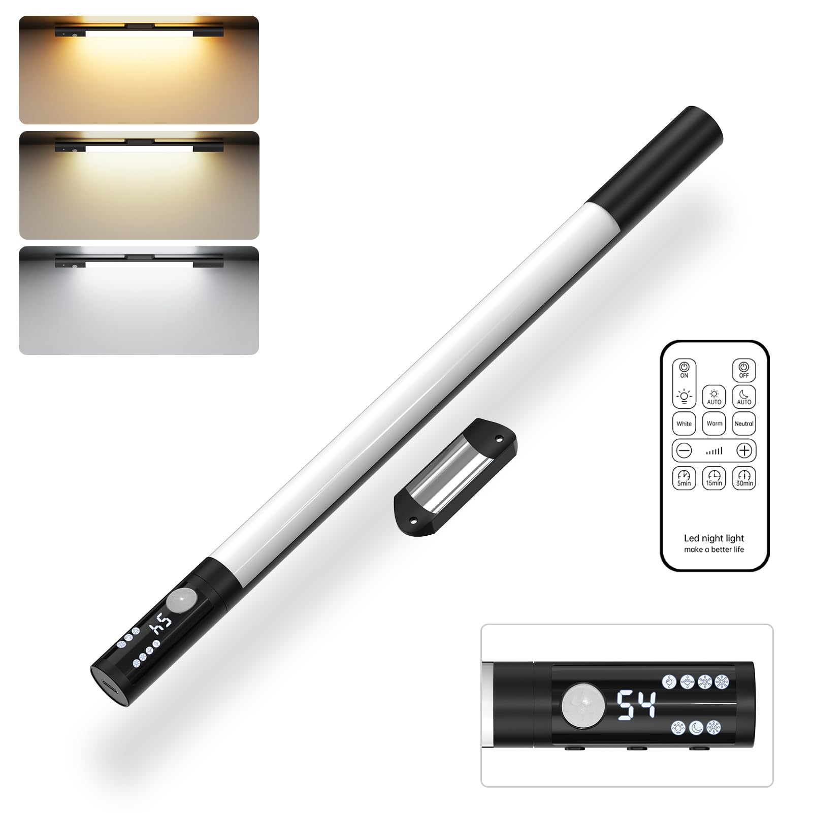 MALIIGAZA Under Cabinet Lights with Remote Control, Motion Sensor, Wireless, Dimmable, Black-RC, Model L2901-RC