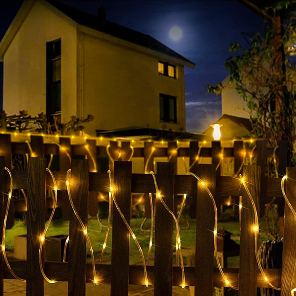 Solar Rope Light 33FT 100L IP65 Weatherproof Outdoor LED Copper Fairy String Tube Lights for Party Garden Porch Yard Home Weddin
