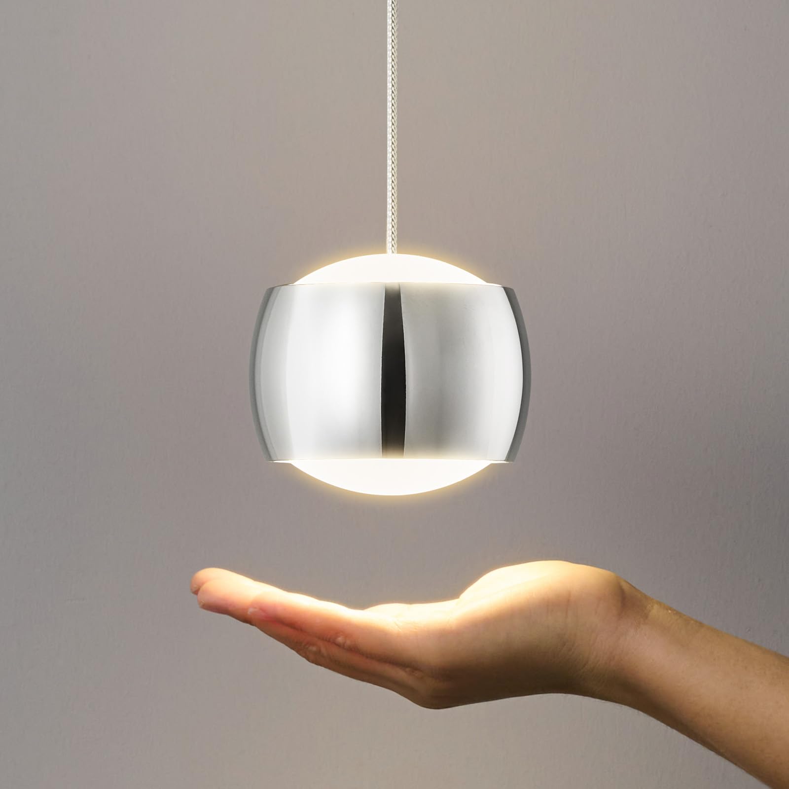 Adcthome Modern Led Dimmable Pendant Light Fixtures Mini Island Pendant Lighting For Kitchen Island Dinning Room Bedroom Bar  Kitchen Island Ceiling Hanging Light Fixtures(Chrome-3-Pack)