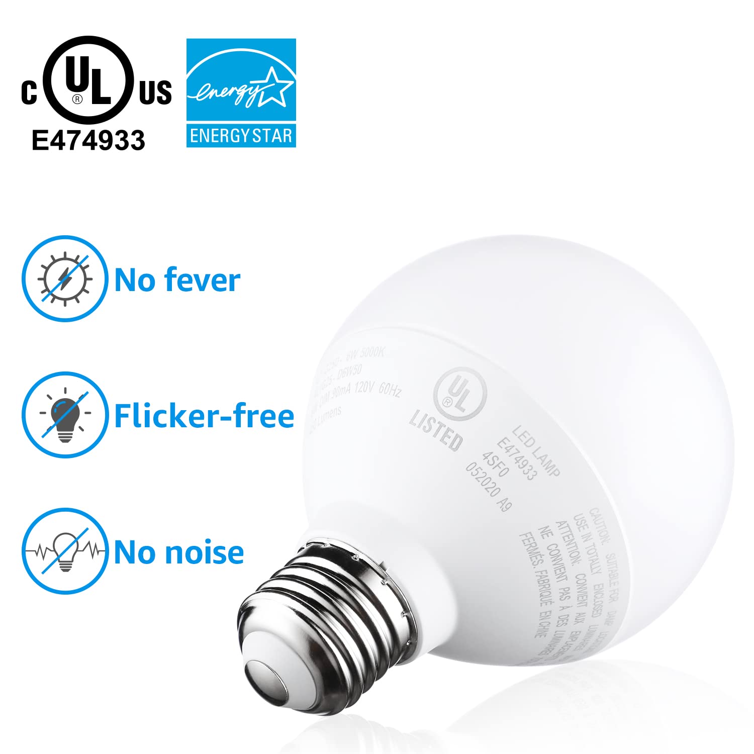 Torchstar 12-Pack G25 Led Globe Bulb, Vanity Globe Light Bulbs For Bathroom Mirror, Dimmable 450Lm, Ul Listed, 6W Equivalent 40W
