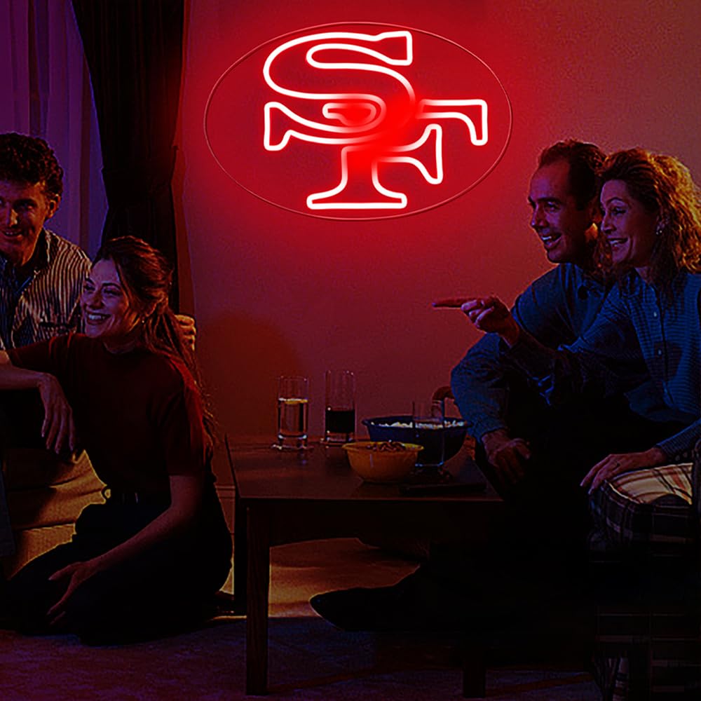 Football Neon Sign For Wall Decor Football Team Neon Sign For Man Cave Or Garage Decor Birthday Gifts For Men Red Led Light For Bedroom Bar Dorm Party Game Room Size 16.1 * 10.4In(Zyld056)