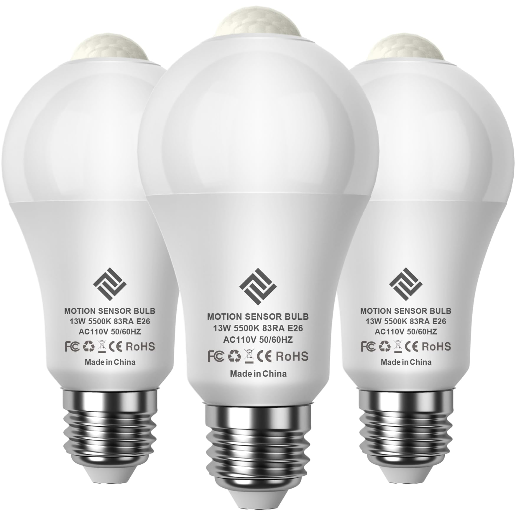 7117 Motion Sensor Light Bulbs  13W (100Watt Equivalent)  Motion Activated Dusk To Dawn Security Led Bulb  A19 E26 5500K Daylight  For Indoor And Outdoor Lighting  3Pack (5500K)
