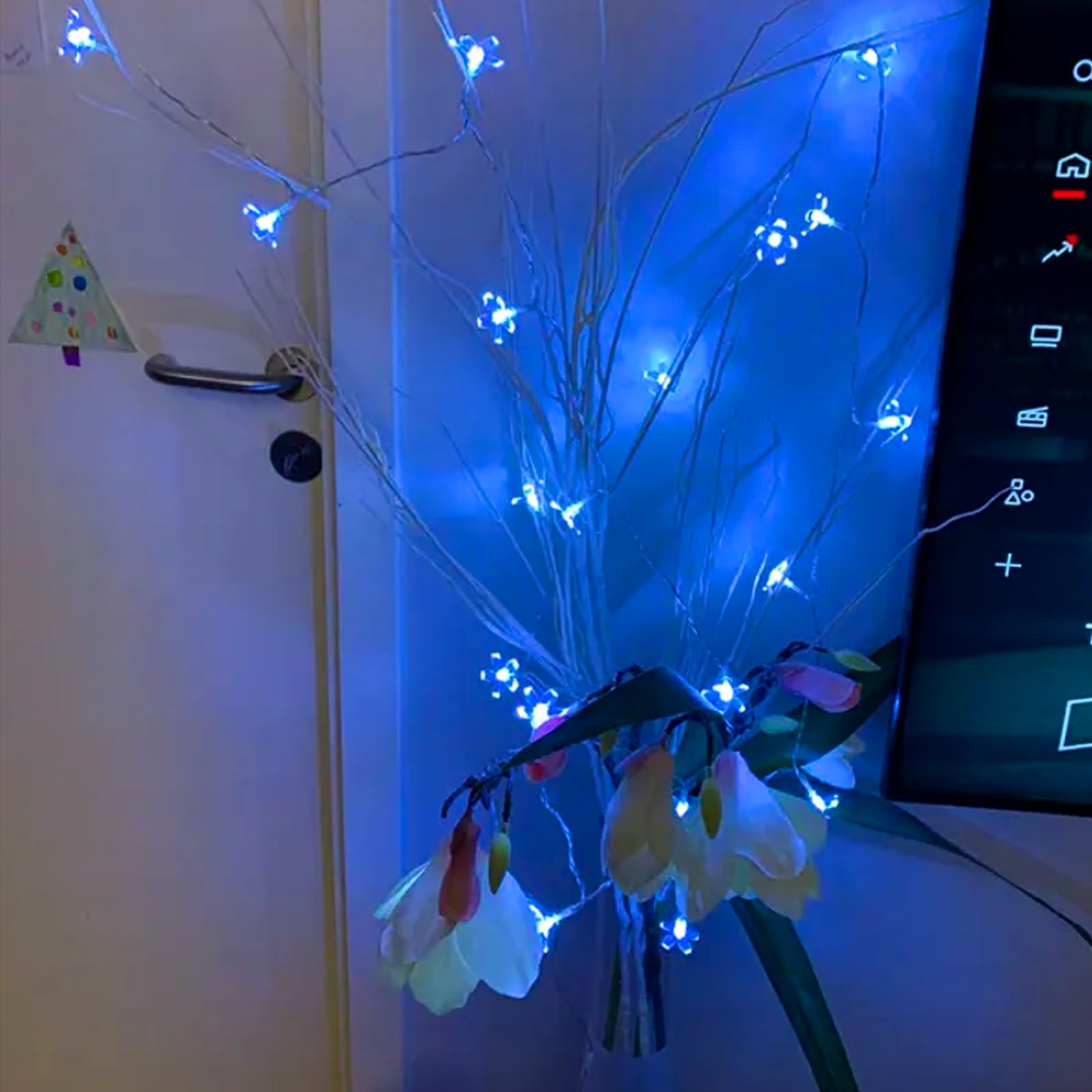 JACUXLSS 100 LED Light Up Flowers String Lights for Bedroom Romantic Decor, Plug in Fairy Cherry Blossom Tree Wall Hanging Indoo